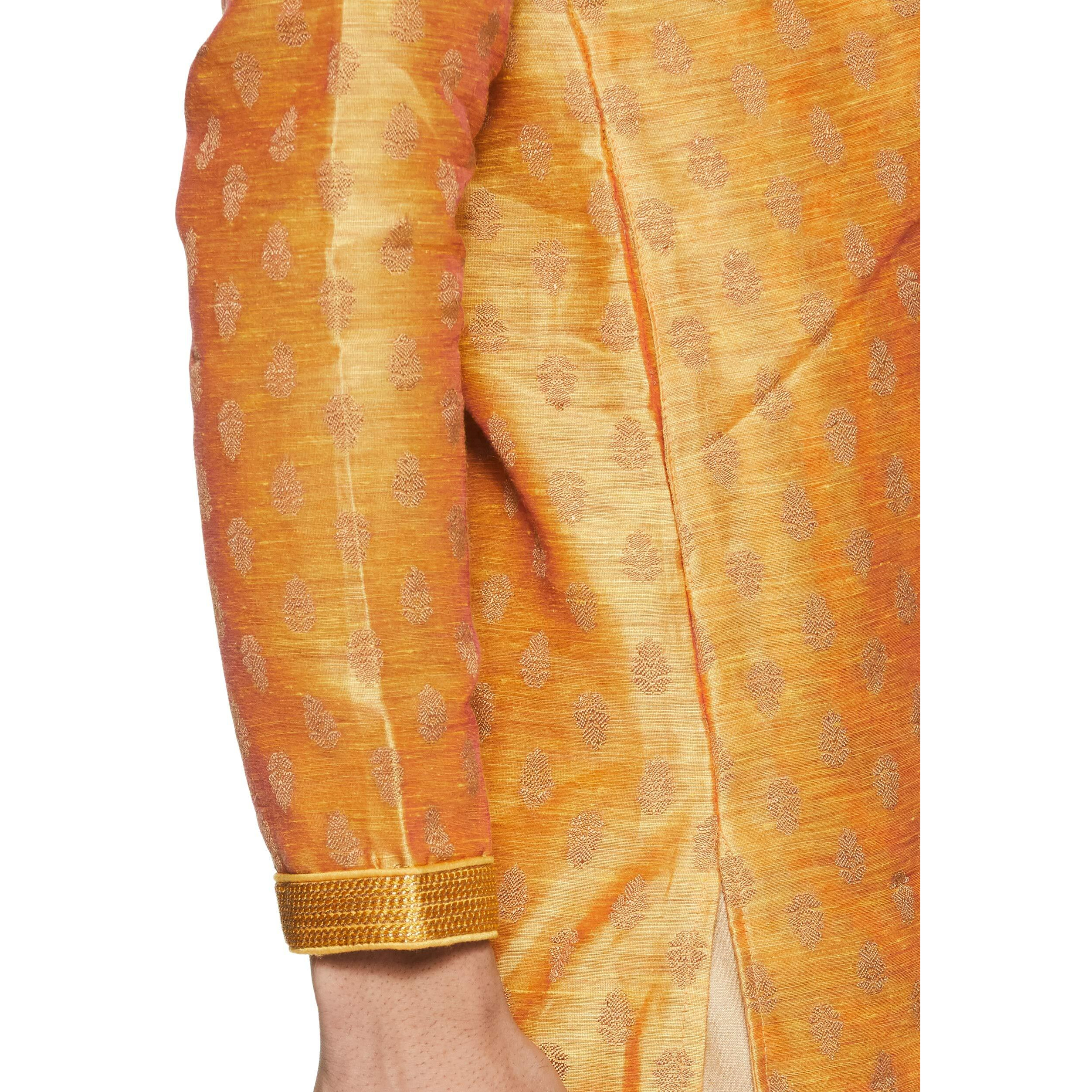 Manyavar Men's Art Silk Kurta Pyjama (S952809_Yellow_S)