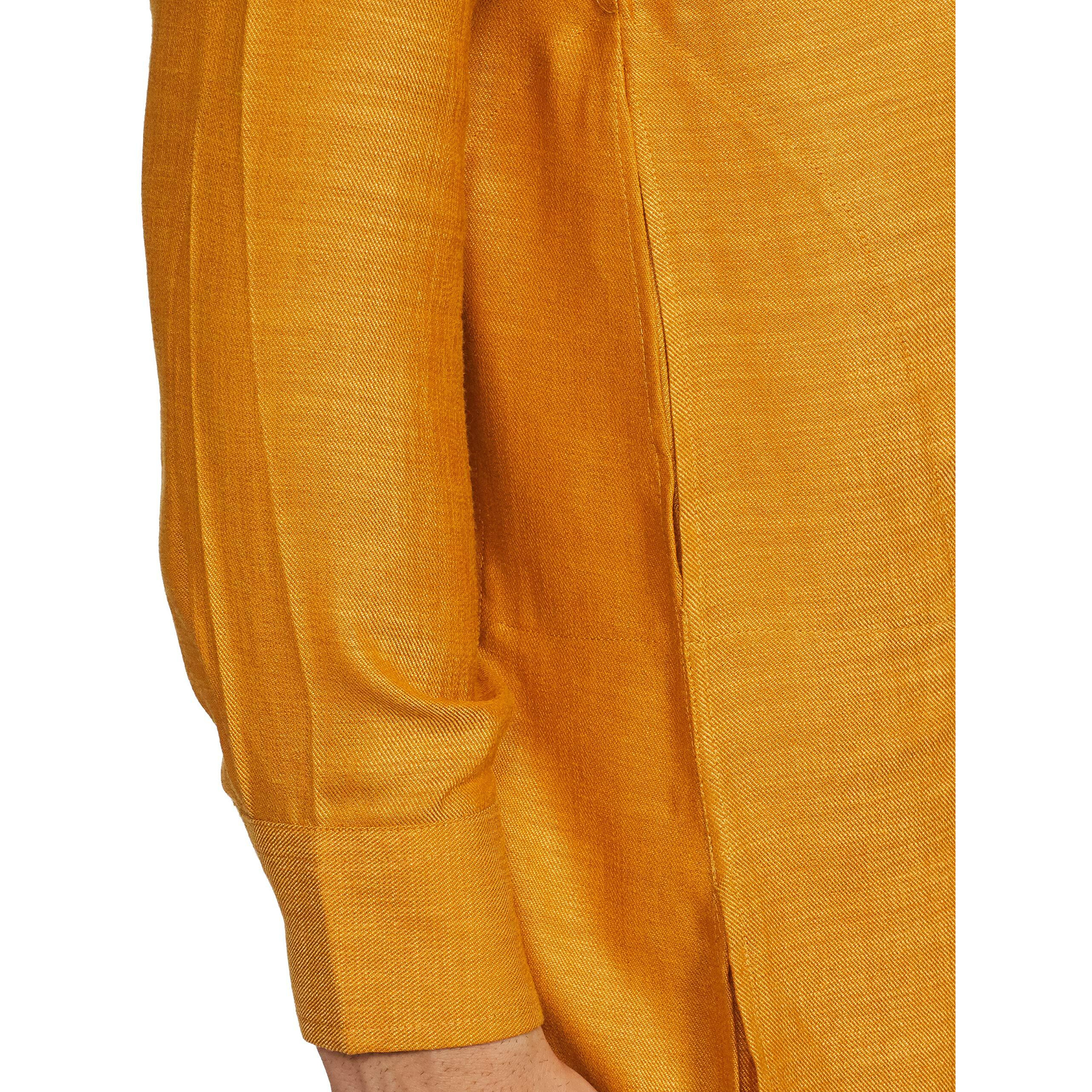 Manyavar Bright Yellow Patterned Kurta Set for Mens(Large,Orange)