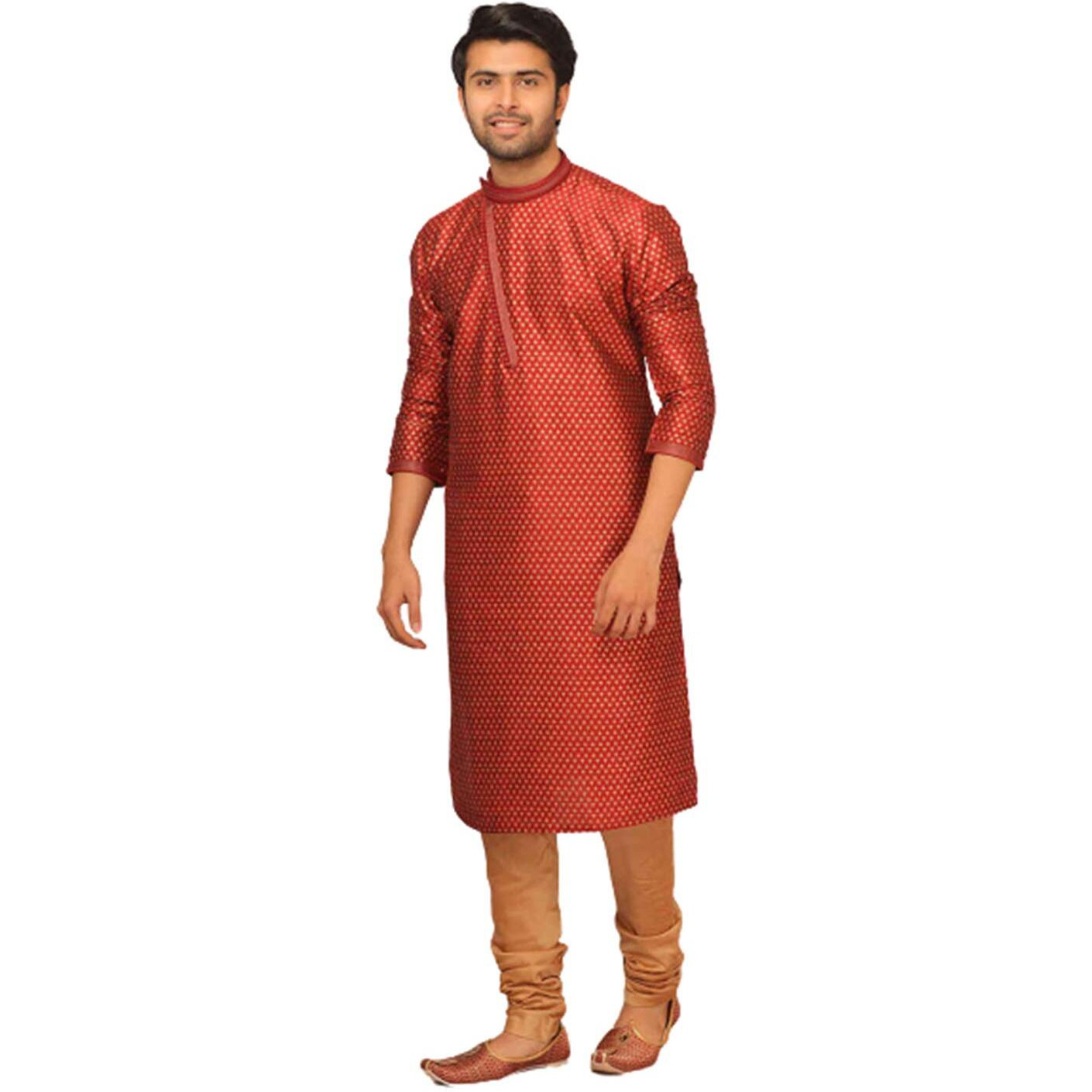 Manyavar Men's Silk Blend Other Kurta (SOSK375_Maroon_M)