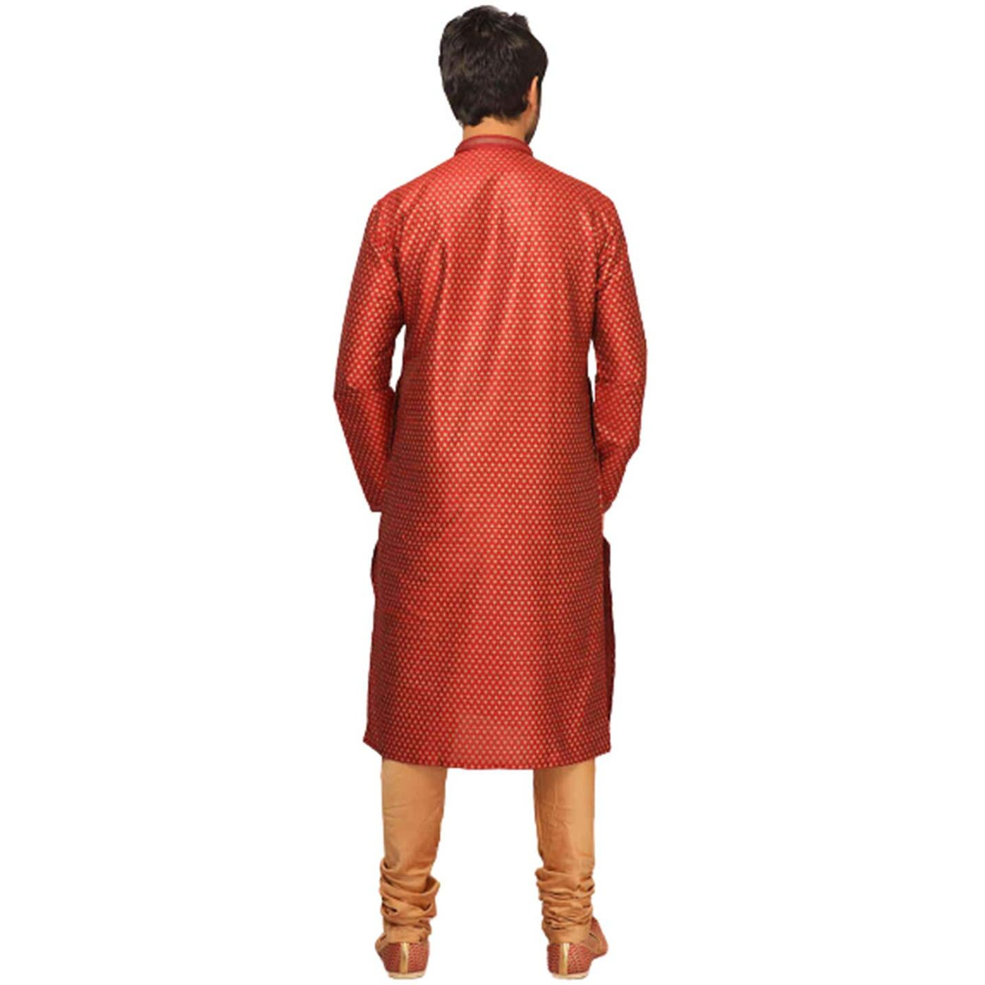 Manyavar Men's Silk Blend Other Kurta (SOSK375_Maroon_M)