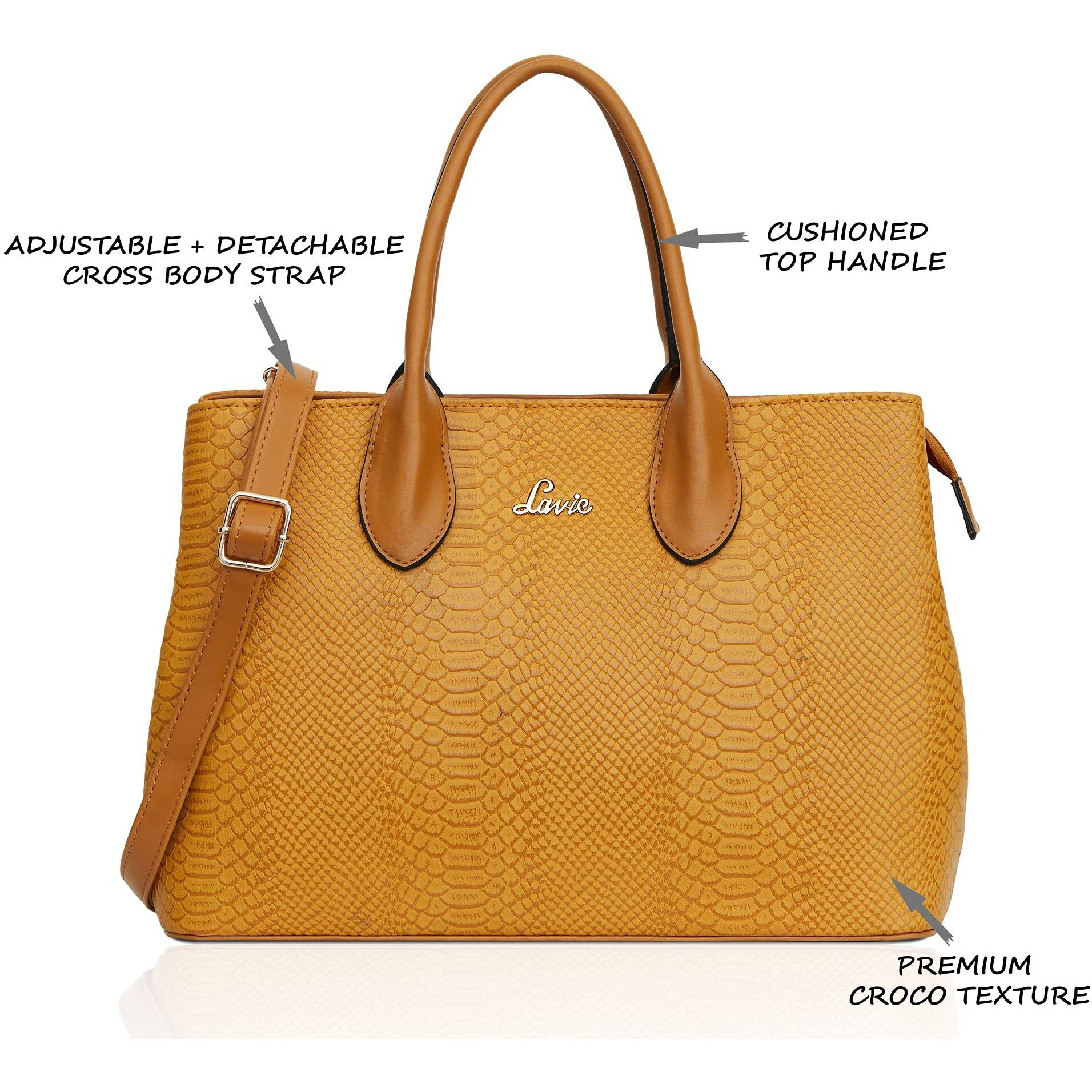 Lavie Women's Ficus Large Satchel Bag Ocher Ladies Purse Handbag