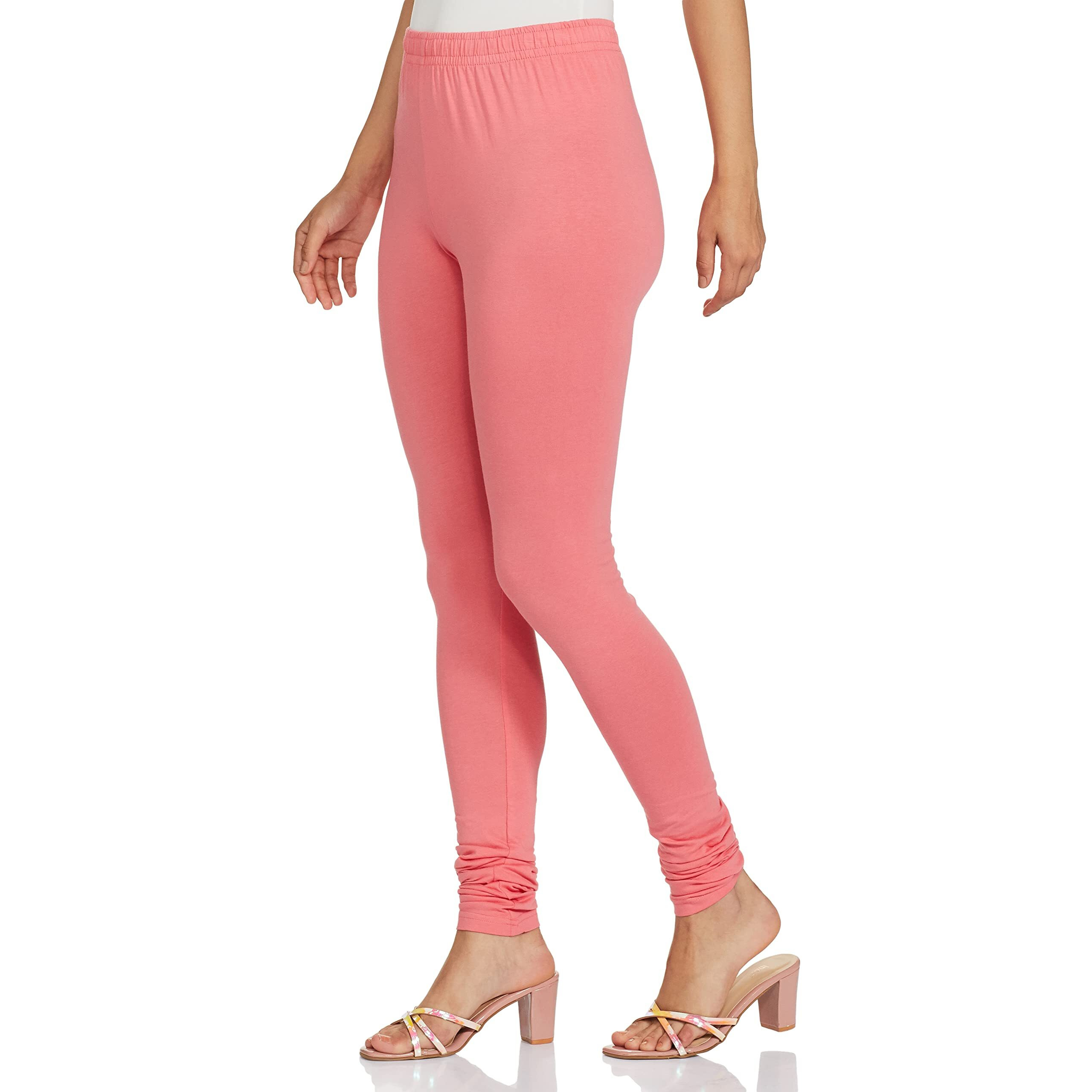Max Women Solid Elasticated Churidar (NOOSKC21CRCORAL)_XXL