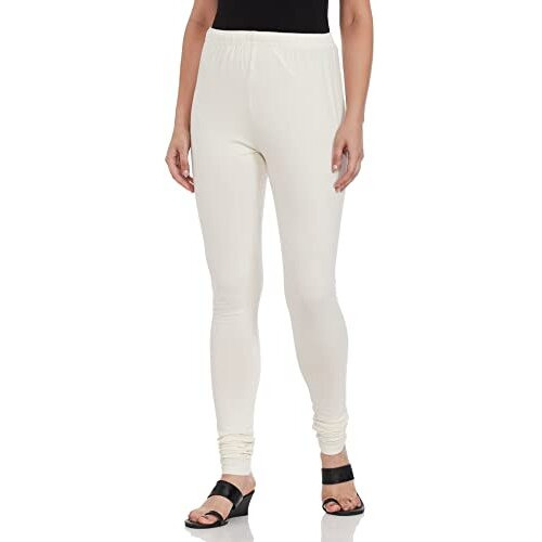 Max Women Regular Fit Solid Elasticated Churidar (NOOSKC21OW_Off White_XL)