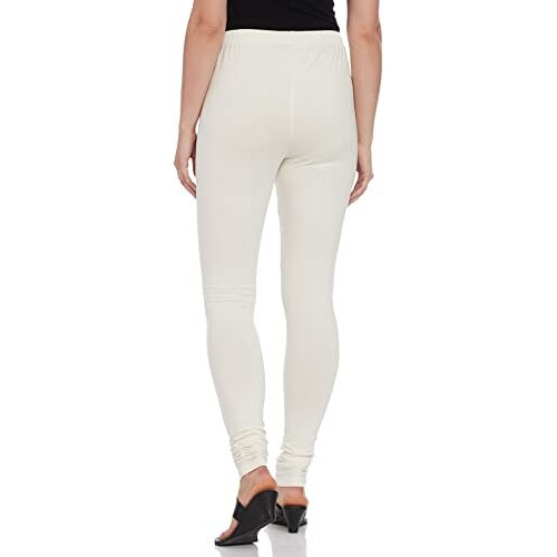 Max Women Regular Fit Solid Elasticated Churidar (NOOSKC21OW_Off White_XL)