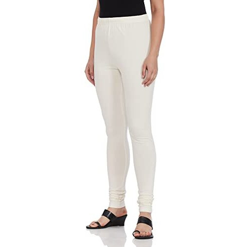 Max Women Regular Fit Solid Elasticated Churidar (NOOSKC21OW_Off White_XL)