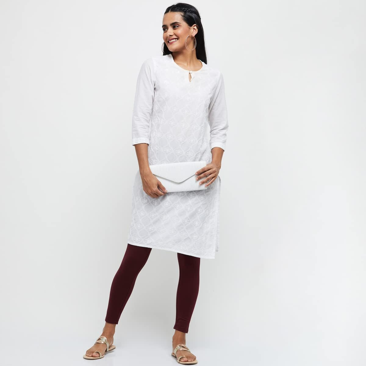 Max Women Solid Ankle-Length Leggings (Noosal21Dmdark Maroon)_XL Fit Type  Regular Fit