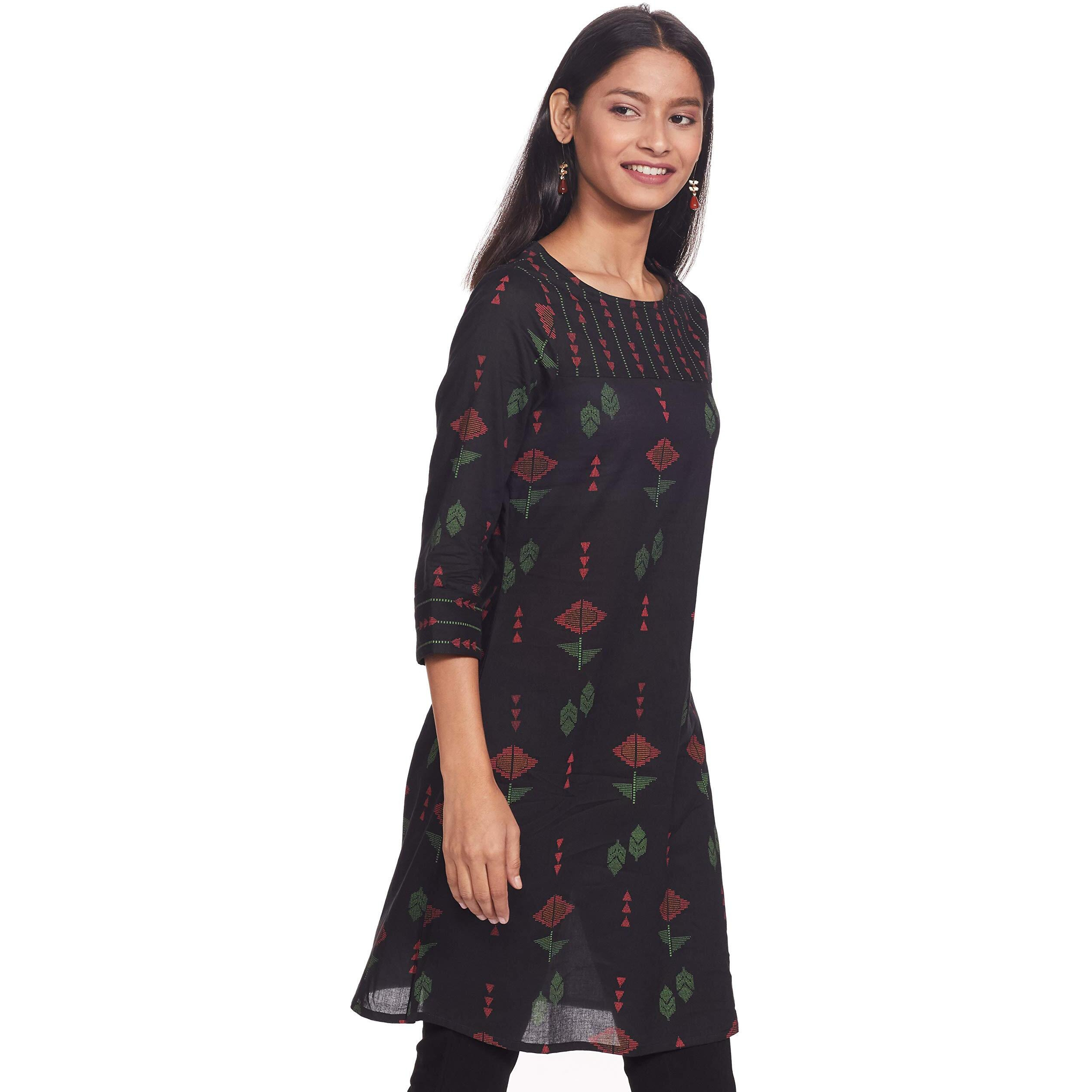 Max Women's Cotton Straight Kurta (SHFKSU19WFBLACK_Black_S)