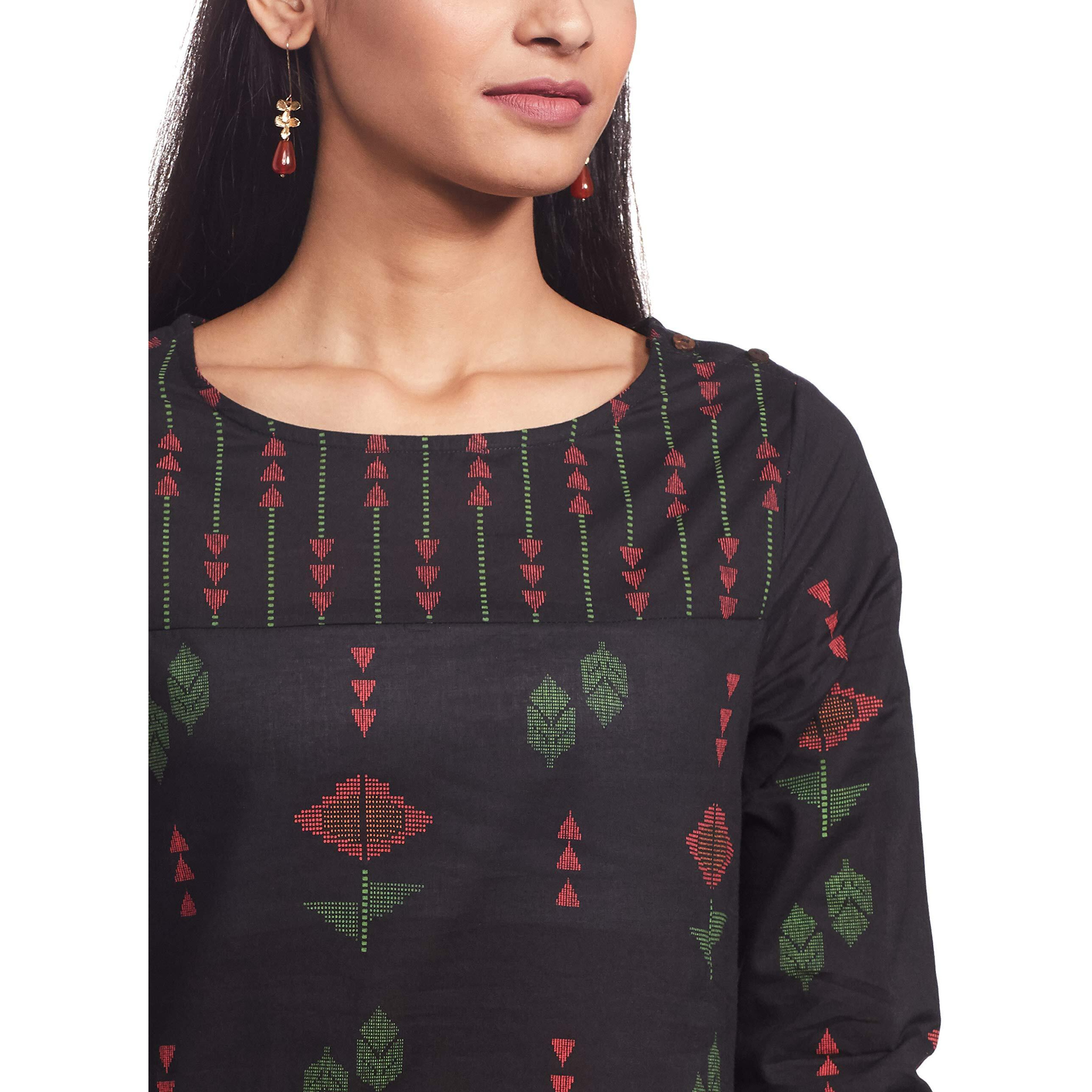 Max Women's Cotton Straight Kurta (SHFKSU19WFBLACK_Black_S)