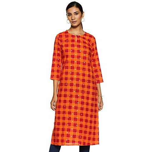 Max Women's Rayon Straight Kurta (DAAMSP20SOORANGE_Orange_S)