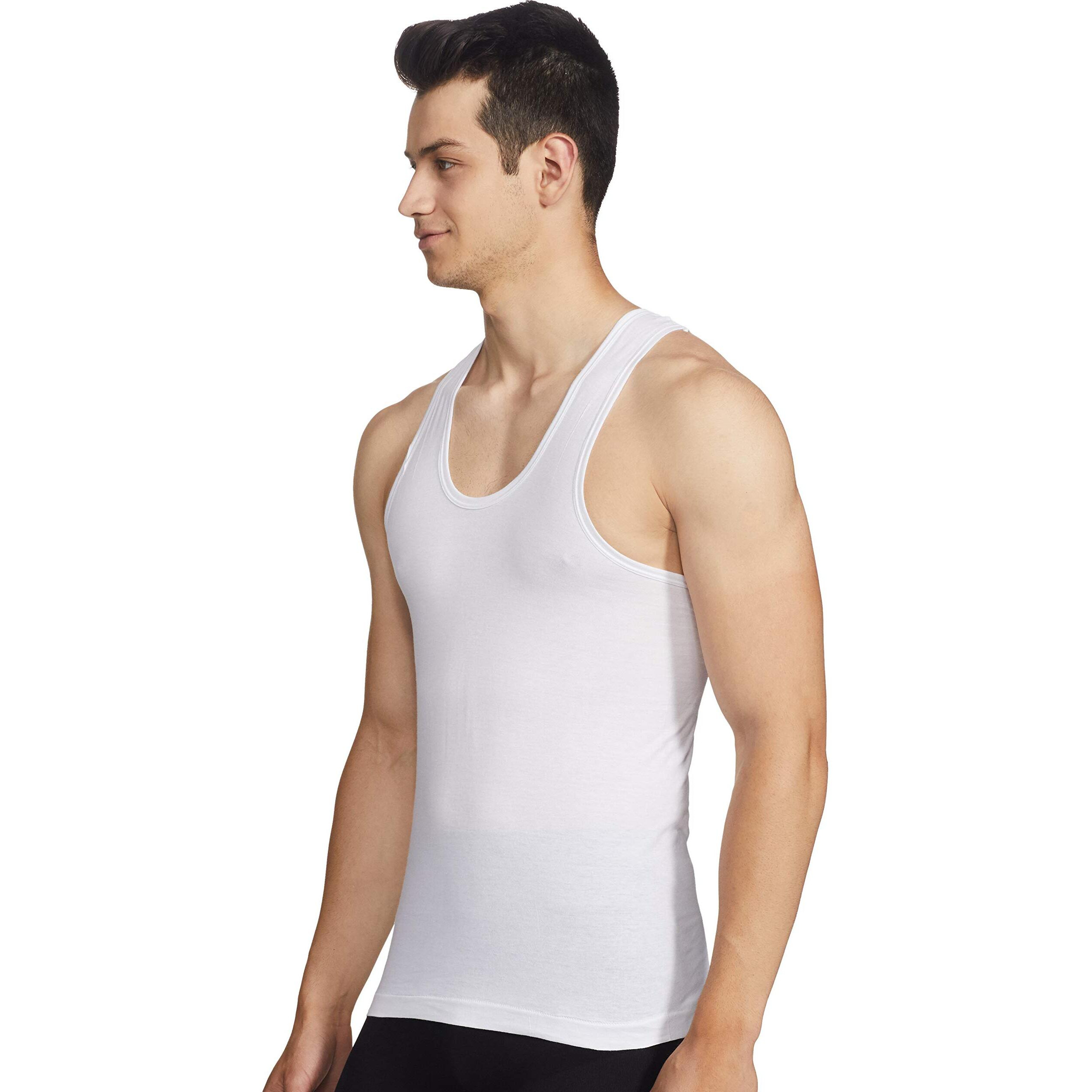 Rupa Jon Men's Cotton Regular Fit Vests (Jn Vest Rn_White Pack Of 5_S) - Pack Of 5