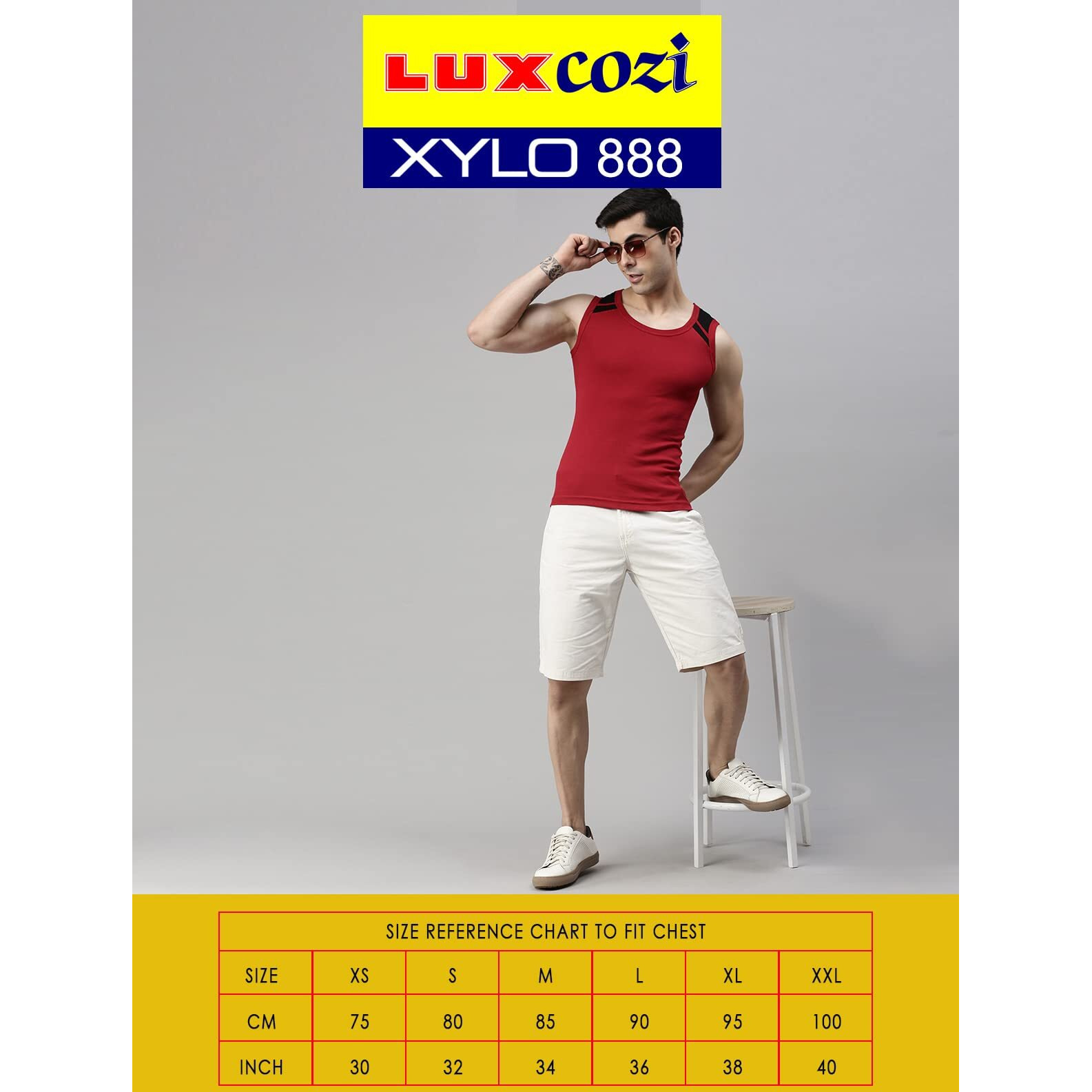 Lux Cozi Men's Solid Relaxed Fit Gym Vest (COZI_Xylo_888_COL_3PC_Multicolor XS)
