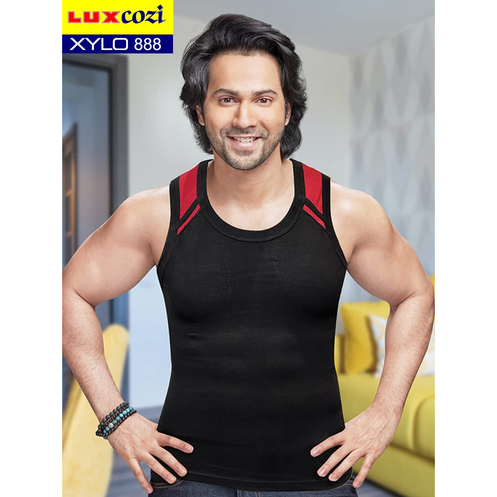 Lux Cozi Men's Solid Relaxed Fit Gym Vest (COZI_Xylo_888_COL_3PC_Multicolor XS)
