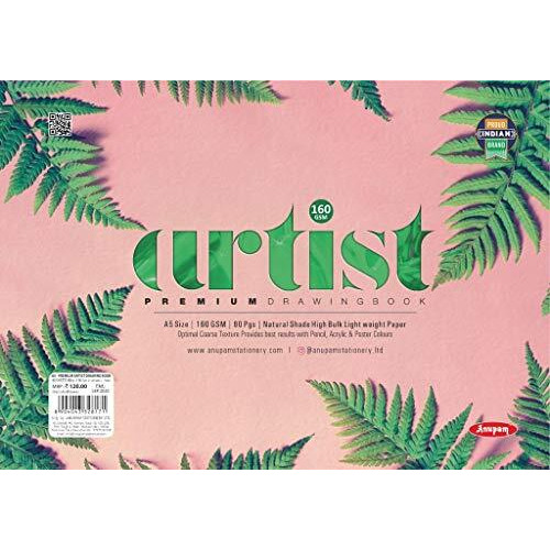 Anupam Artist Premium Drawing Book A5 | Acid-free Cartridge Paper 160GSM (40 Sheets, 80 Pages) | Spiral-Bound Sketchpad for Artists & Professionals for Marker Colored Pencil Charcoal Pastel