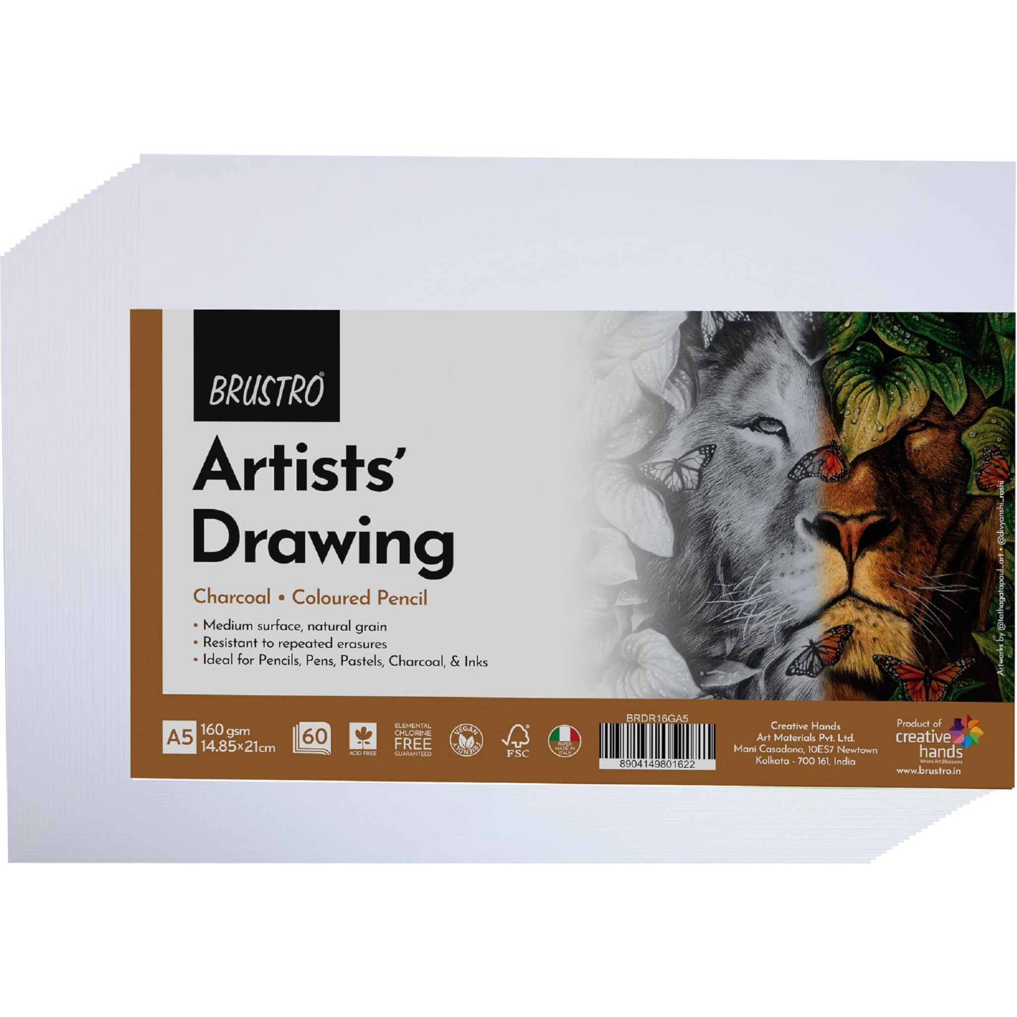 Brustro Artists Drawing Paper 160 GSM A5 Size, Pack of 60 Sheets