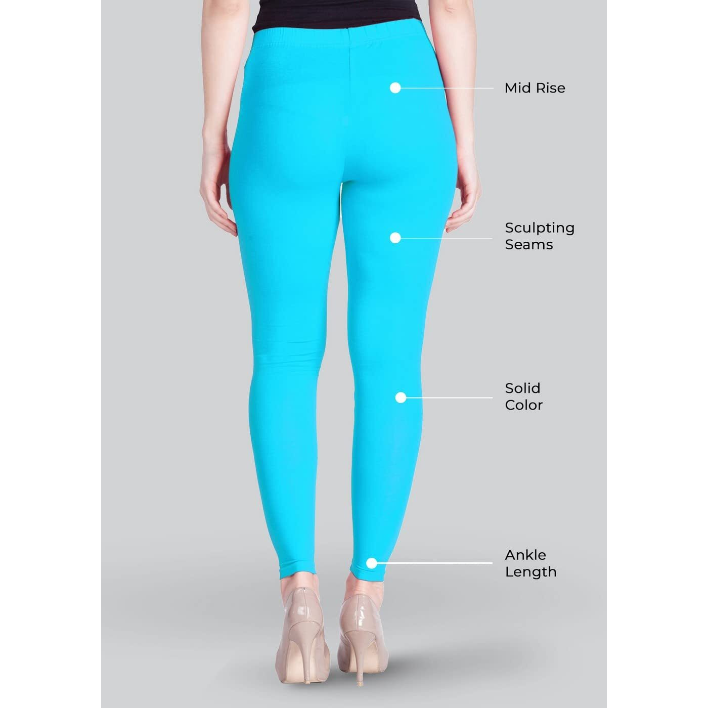 Lyra Women Solid Premium Cotton Ankle Length Leggings | Mid-Waist | Fashionwear