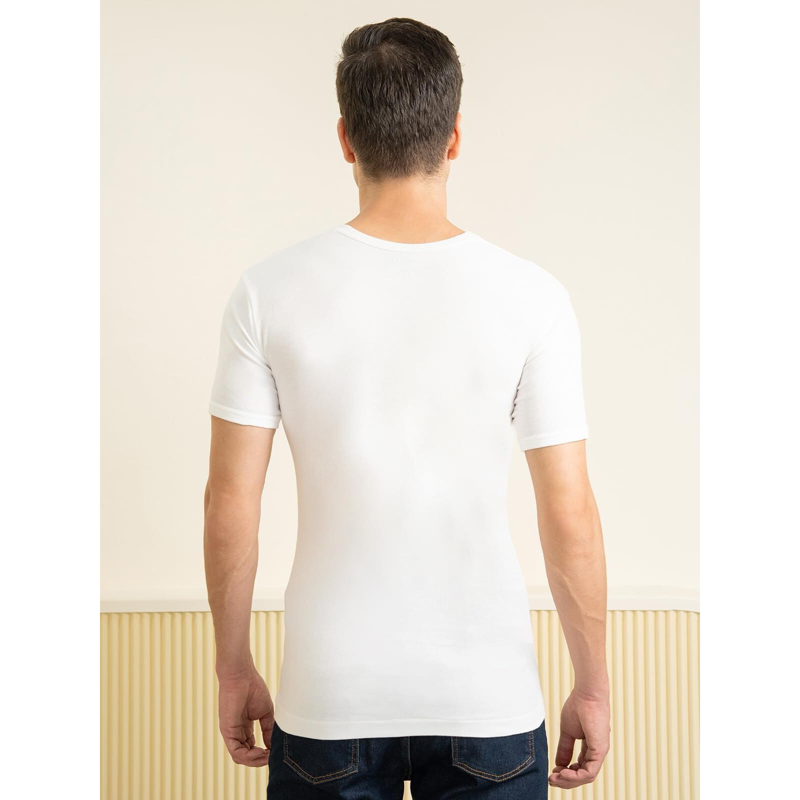 Lux Cozi Men's Pack of 3 White Round Neck Half Sleeves 100% Cotton Vest (Size  80cm)