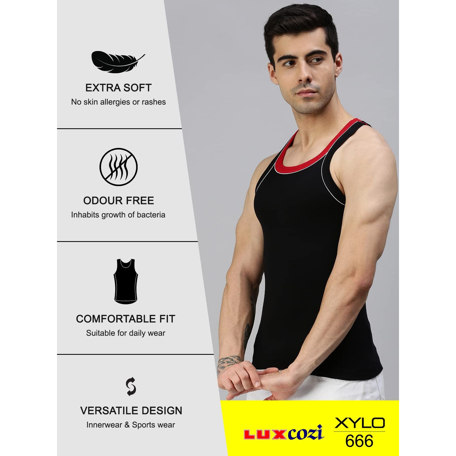 Lux Cozi Men's Cotton Vest (Pack of 3) (8904209872043_COZI_Xylo_666_COL_95 Prints May Vary)
