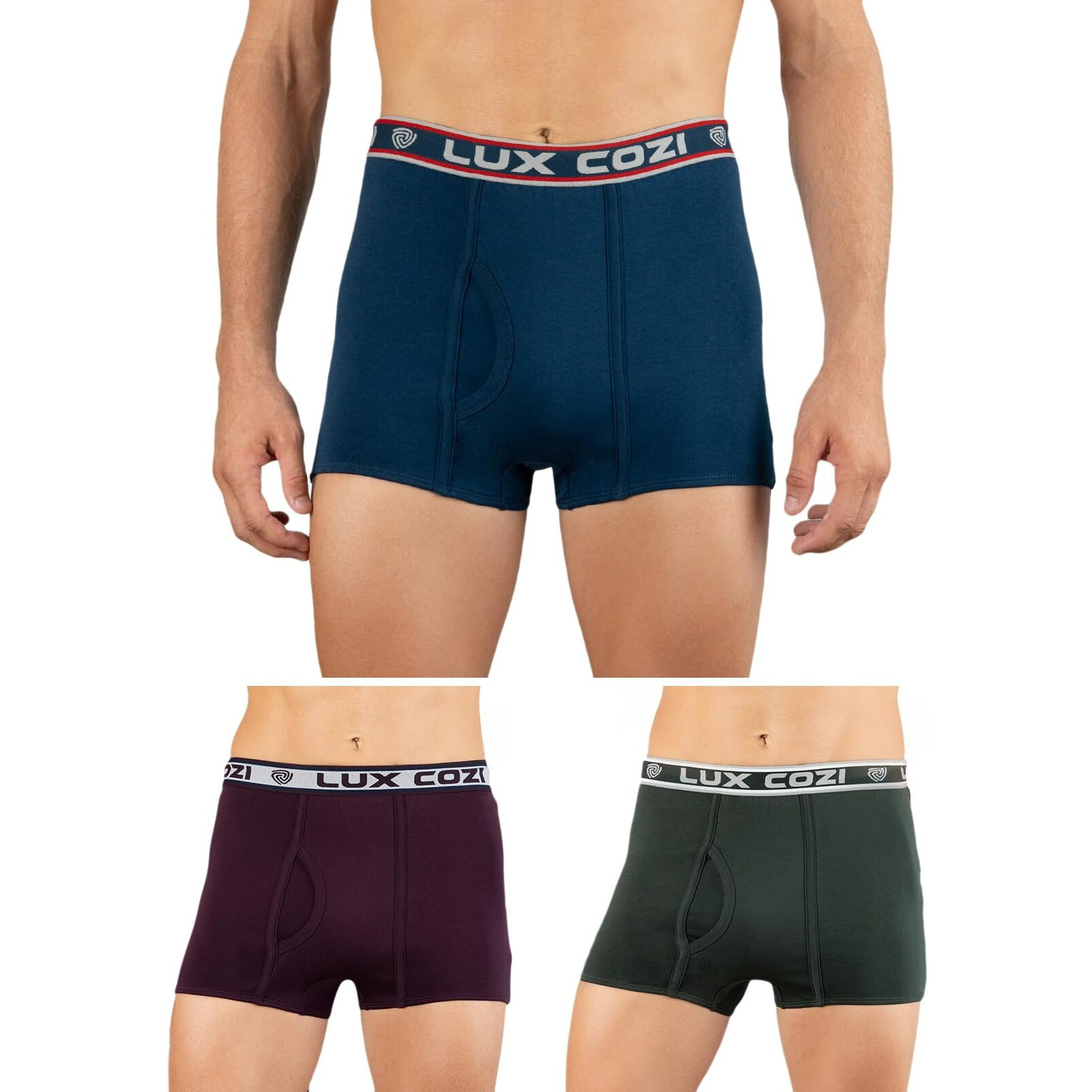 Lux Cozi Men's Cotton Boxers (Pack of 3) (80) Assorted