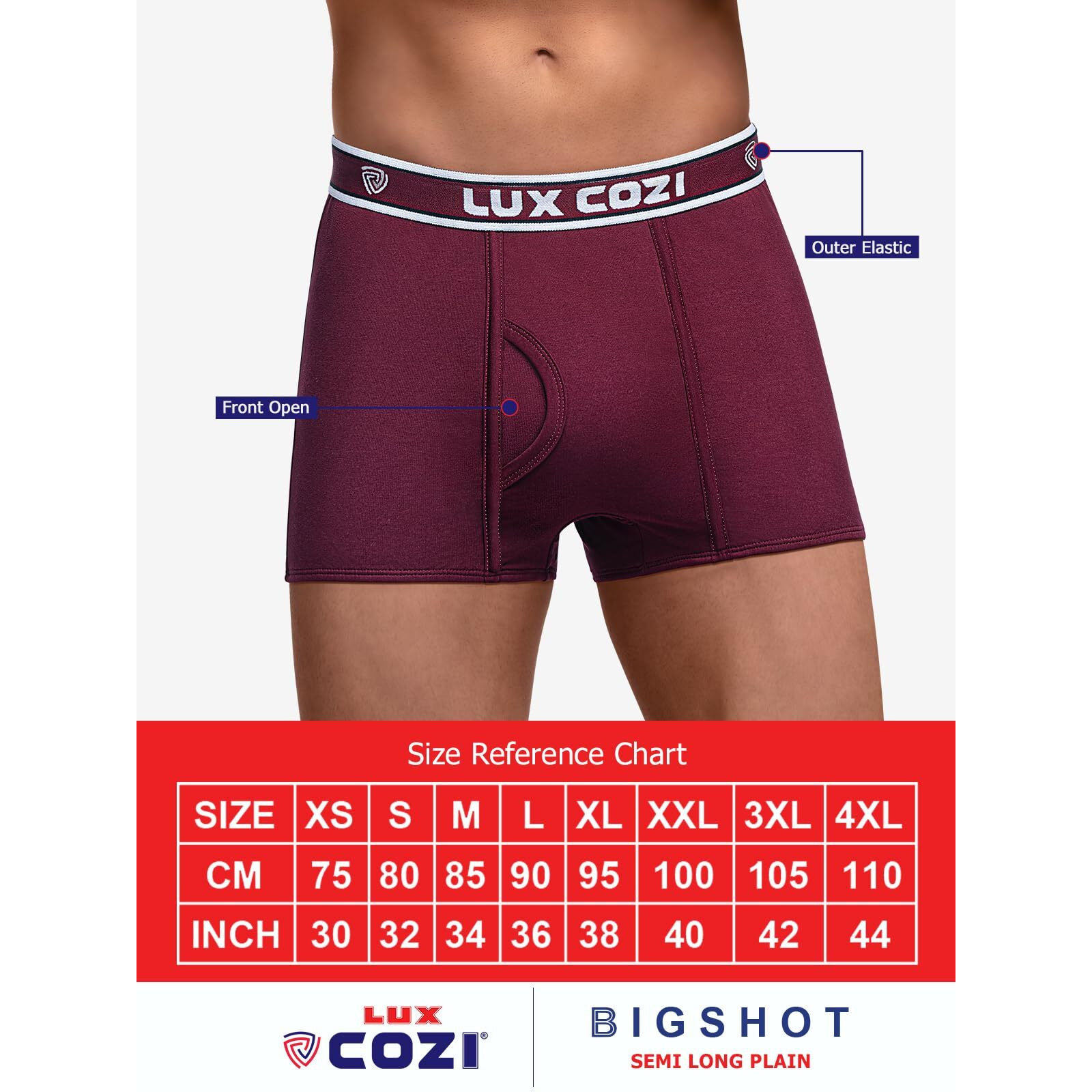 Lux Cozi Men's Cotton Boxers (Pack of 3) (80) Assorted