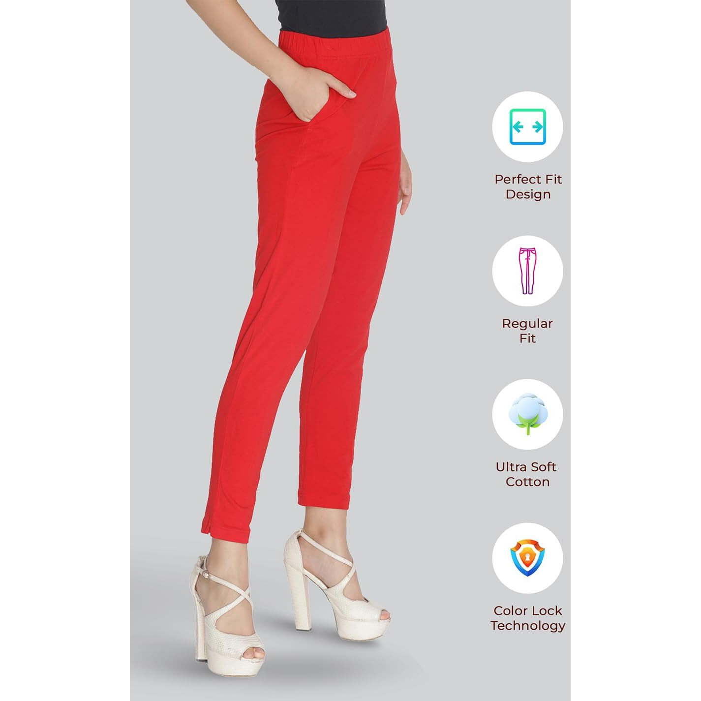 Lyra Women Solid Premium Cotton Kurtipant | Mid-Waist | Fashionwear