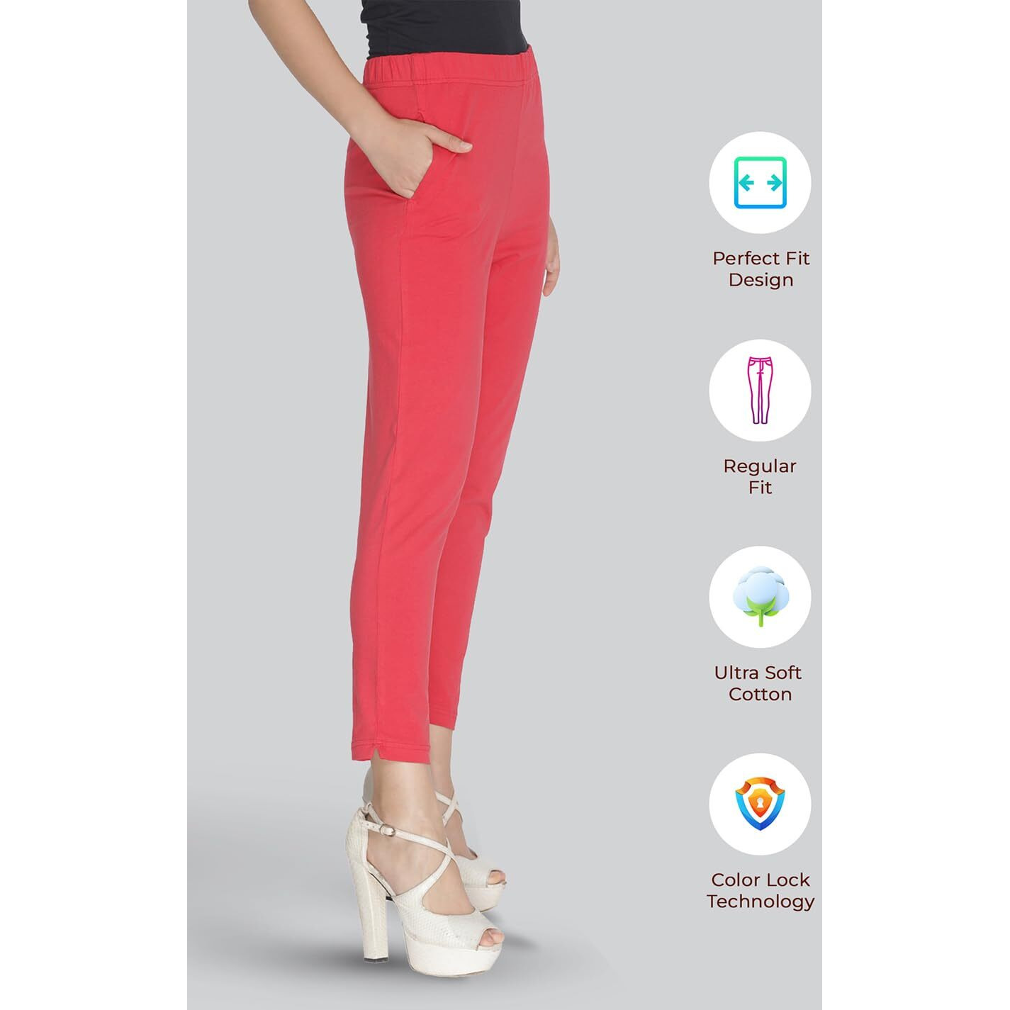 Lyra Women Solid Premium Cotton Kurtipant | Mid-Waist | Fashionwear