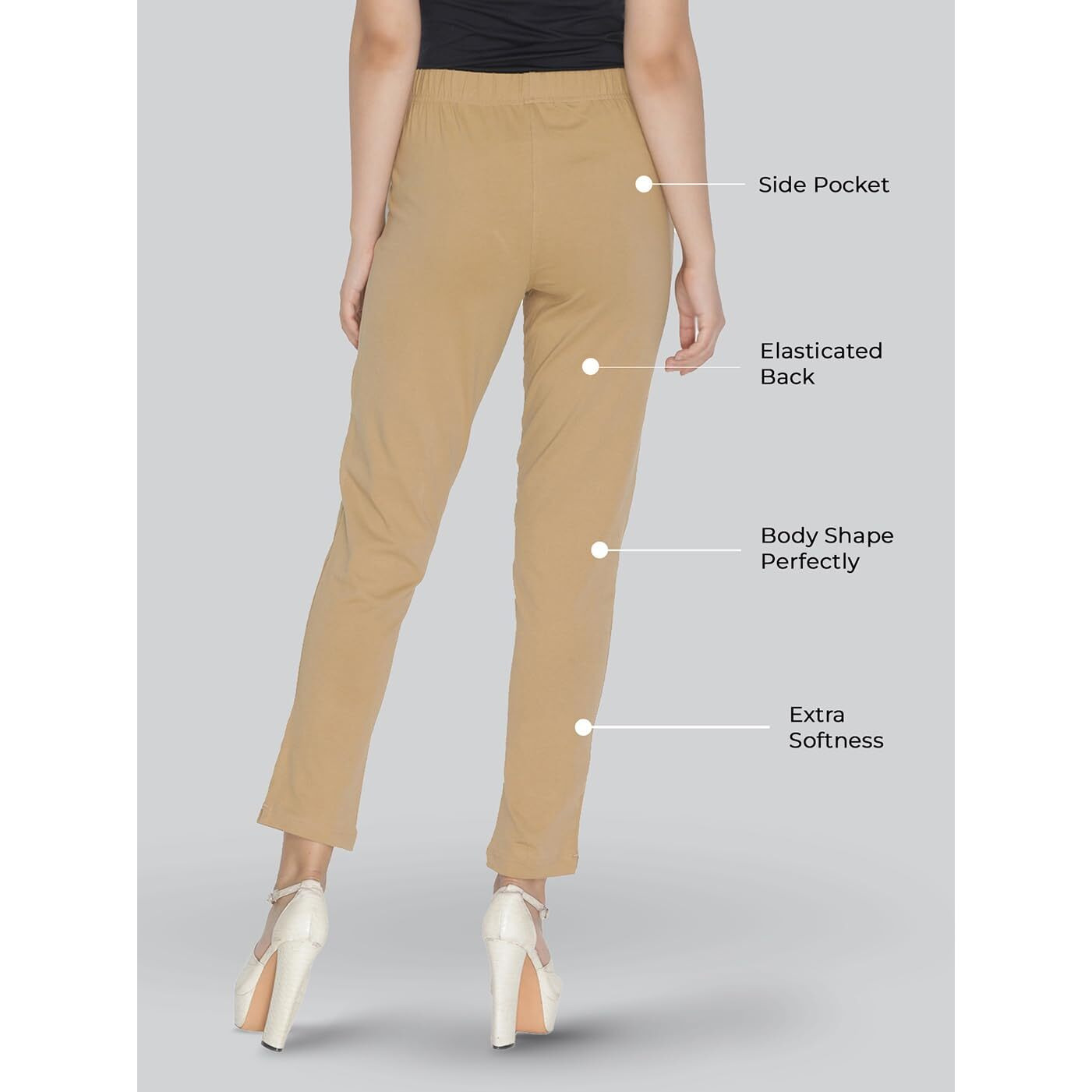 Lyra Women Solid Premium Cotton Kurtipant | Mid-Waist | Fashionwear
