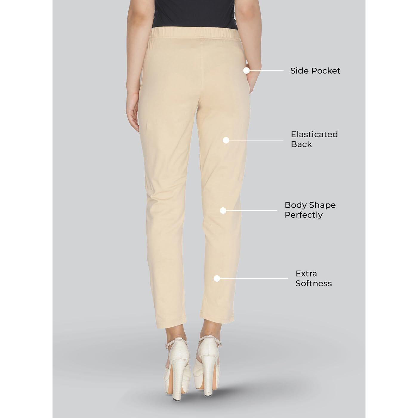 Lyra Women Solid Premium Cotton Kurtipant | Mid-Waist | Fashionwear