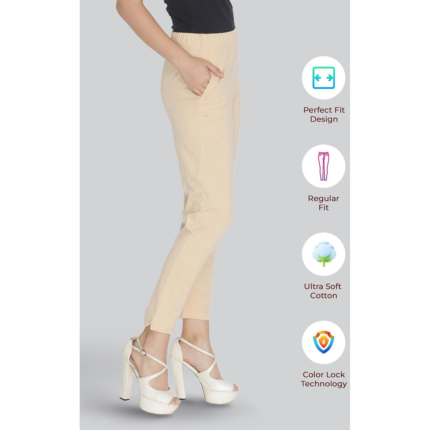 Lyra Women Solid Premium Cotton Kurtipant | Mid-Waist | Fashionwear