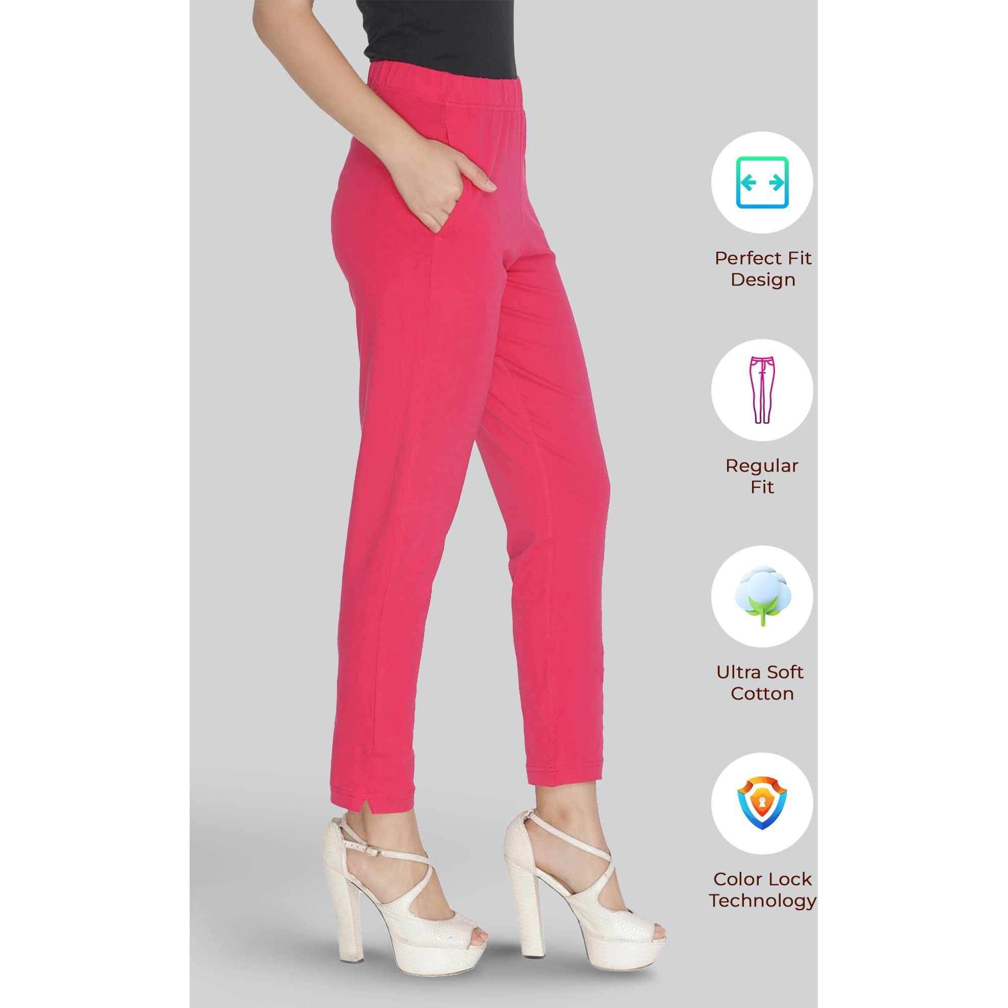 Lyra Women Solid Premium Cotton Kurtipant | Mid-Waist | Fashionwear