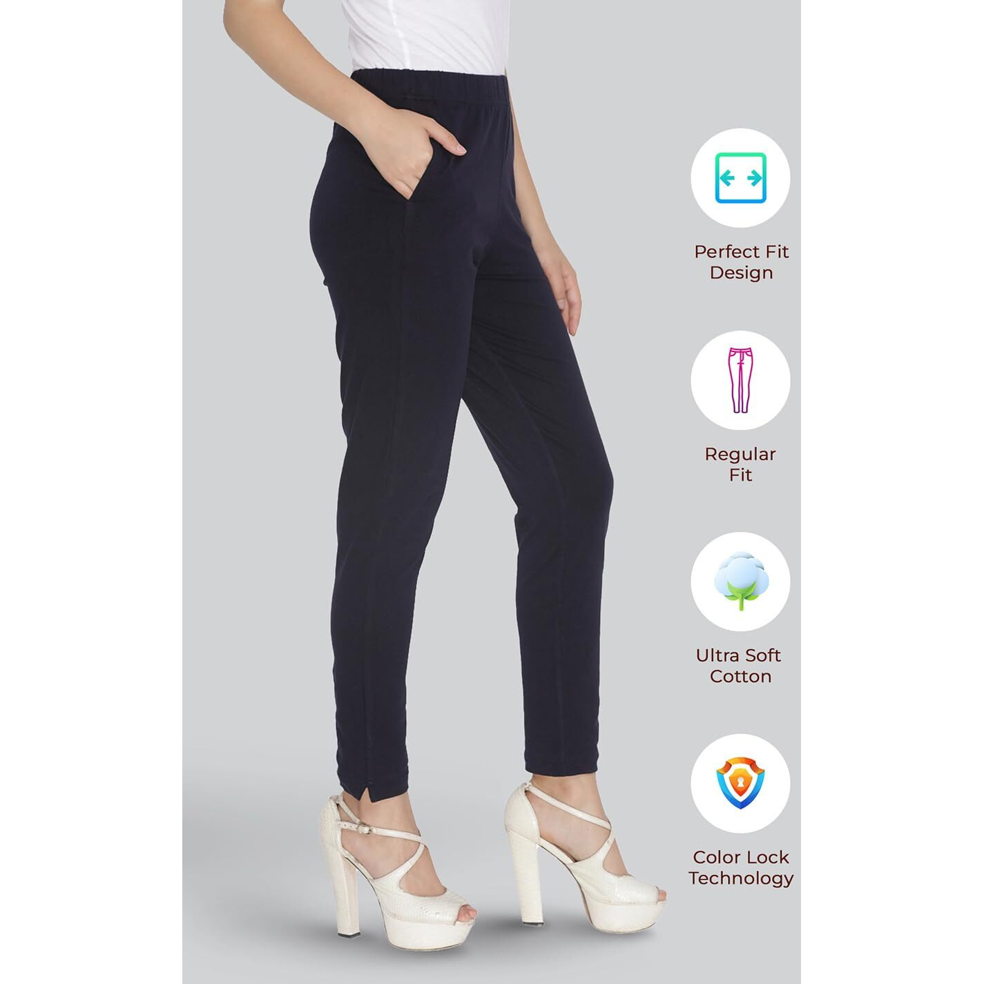Lyra Women Solid Premium Cotton Kurtipant | Mid-Waist | Fashionwear
