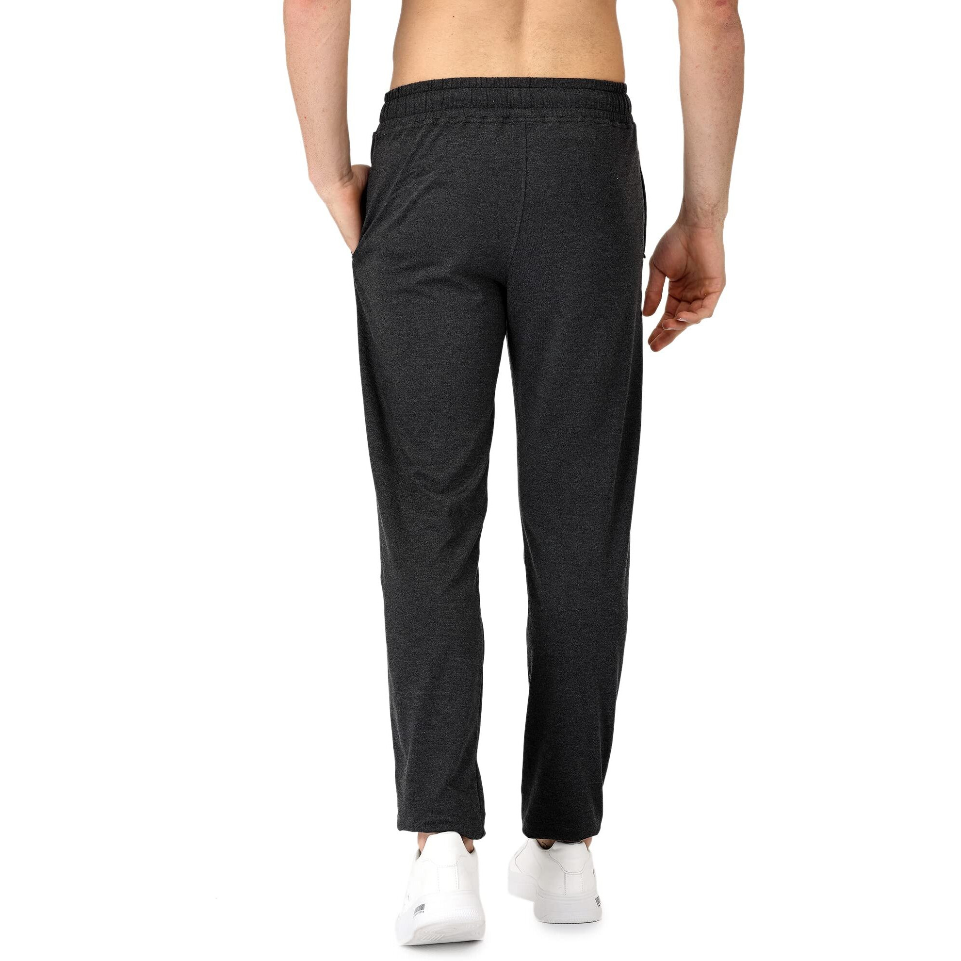 Pepe Jeans Athleisure Men Slim Fit Cotton Stretch Track Pants |Sporty Jersey Lounge Pants with Encased Elastic Waist & Side Pockets in Black Melange - XXL