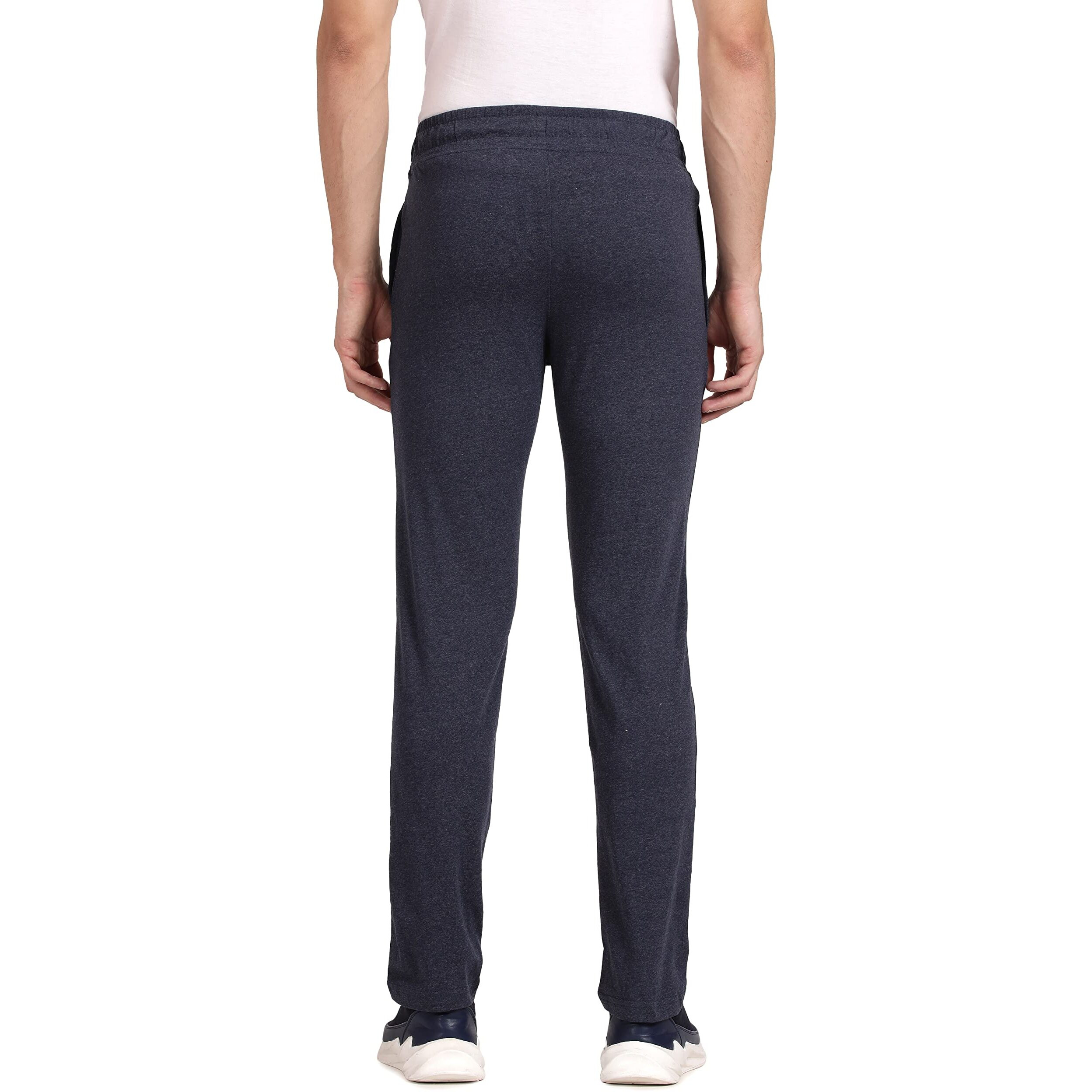 Pepe Jeans Athleisure Men Slim Fit Cotton Stretch Track Pants | Sporty Jersey Lounge Pants with Encased Elastic Waist & Side Pockets in Blue Melange - XXL