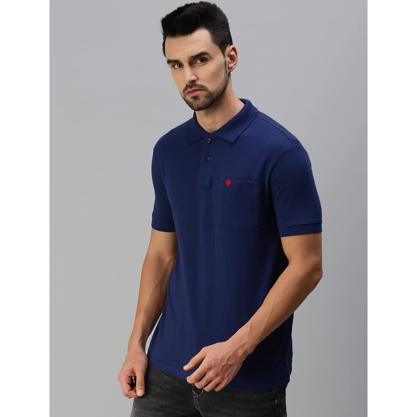 ONN Men's Airforce Blue Half Sleeves Polo Collar T-Shirt with Pocket(Size  X-Small)