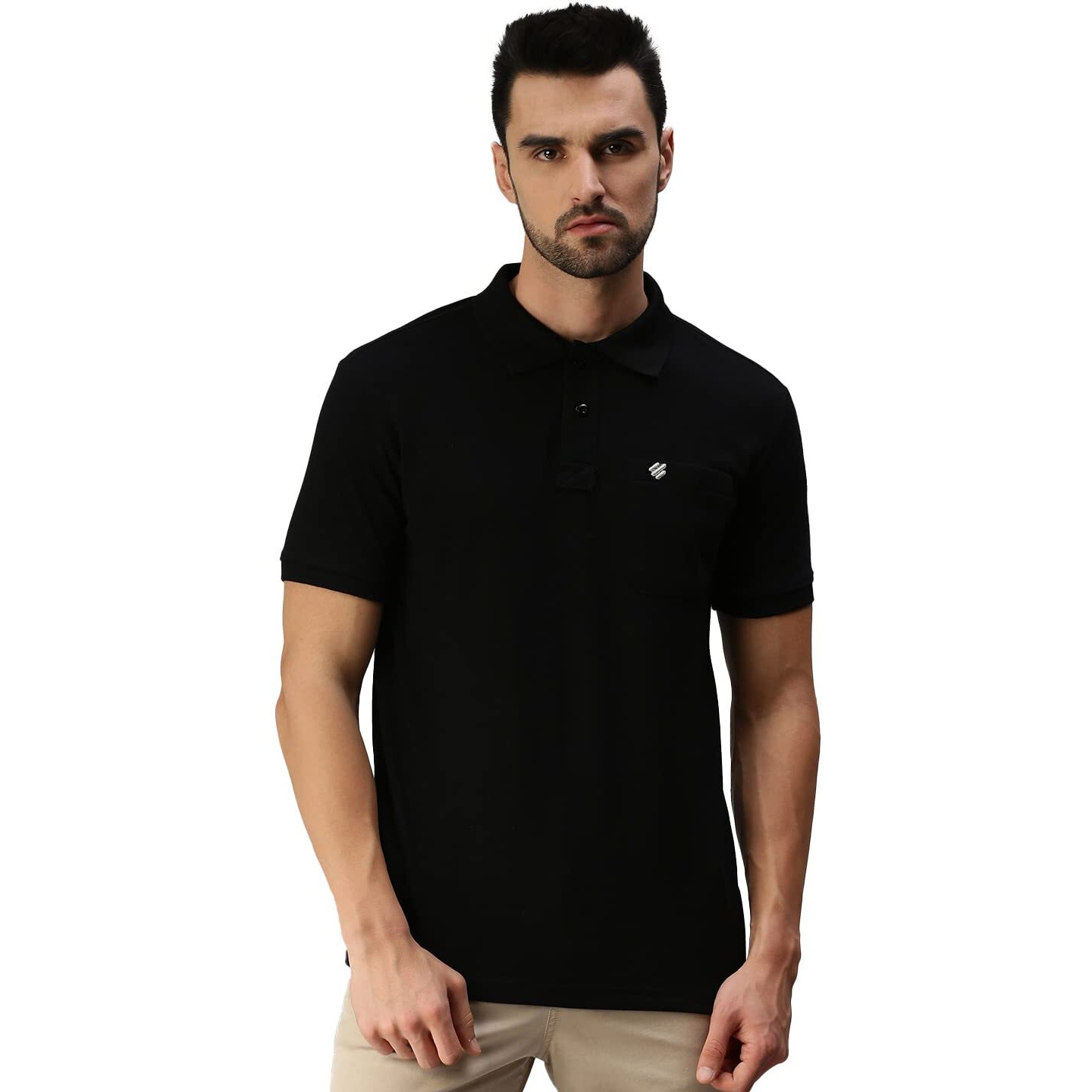 ONN Men's Black Half Sleeves Polo Collar T-Shirt with Pocket(Size  X-Small)