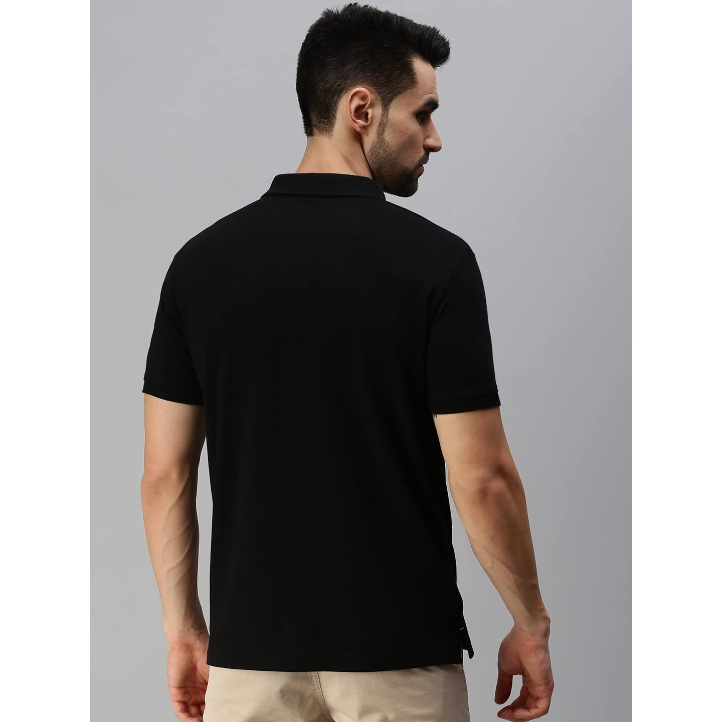 ONN Men's Black Half Sleeves Polo Collar T-Shirt with Pocket(Size  X-Small)