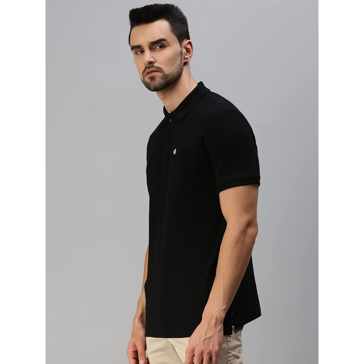 ONN Men's Black Half Sleeves Polo Collar T-Shirt with Pocket(Size  X-Small)