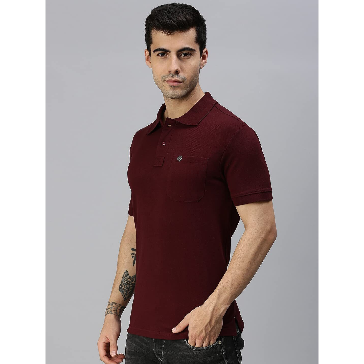 ONN Men's Coffee Half Sleeves Polo Collar T-Shirt with Pocket(Size  4X-Large)
