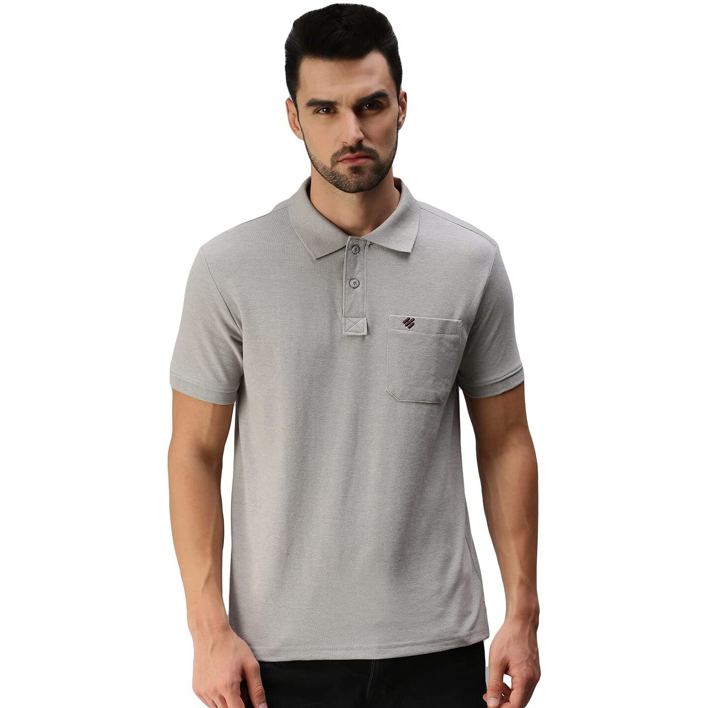 ONN Men's Grey Melange Half Sleeves Polo Collar T-Shirt with Pocket(Size  X-Small)