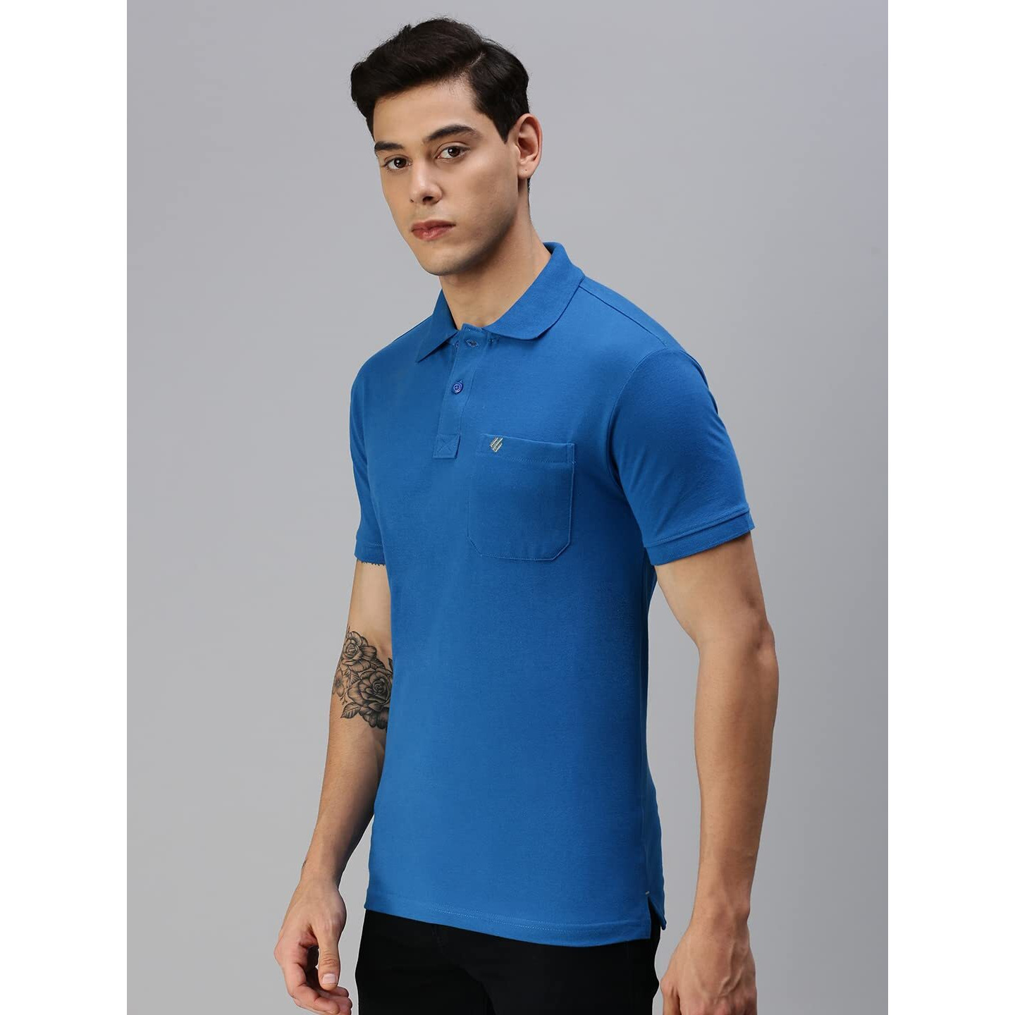 ONN Men's Bright Blue Half Sleeves Polo Collar T-Shirt with Pocket(Size  4X-Large)