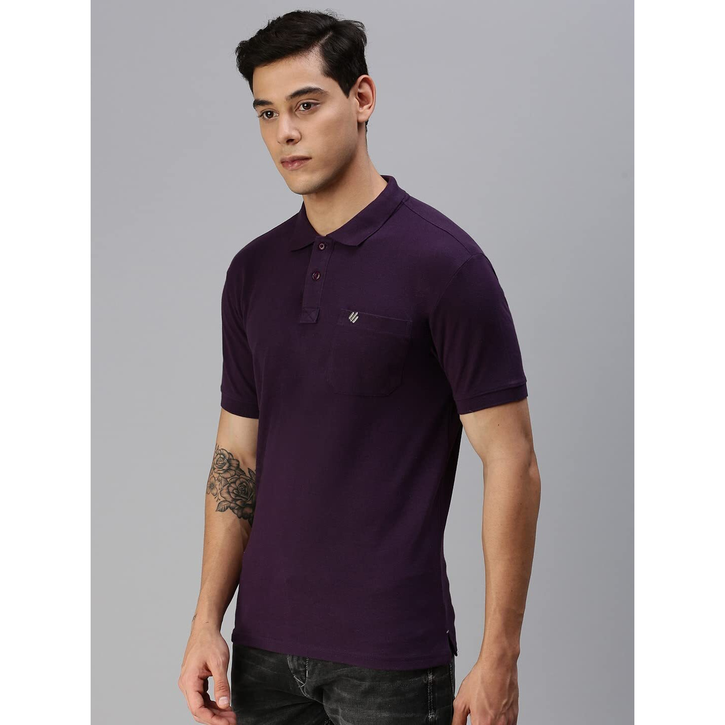 ONN Men's Purple Half Sleeves Polo Collar T-Shirt with Pocket(Size  X-Small)
