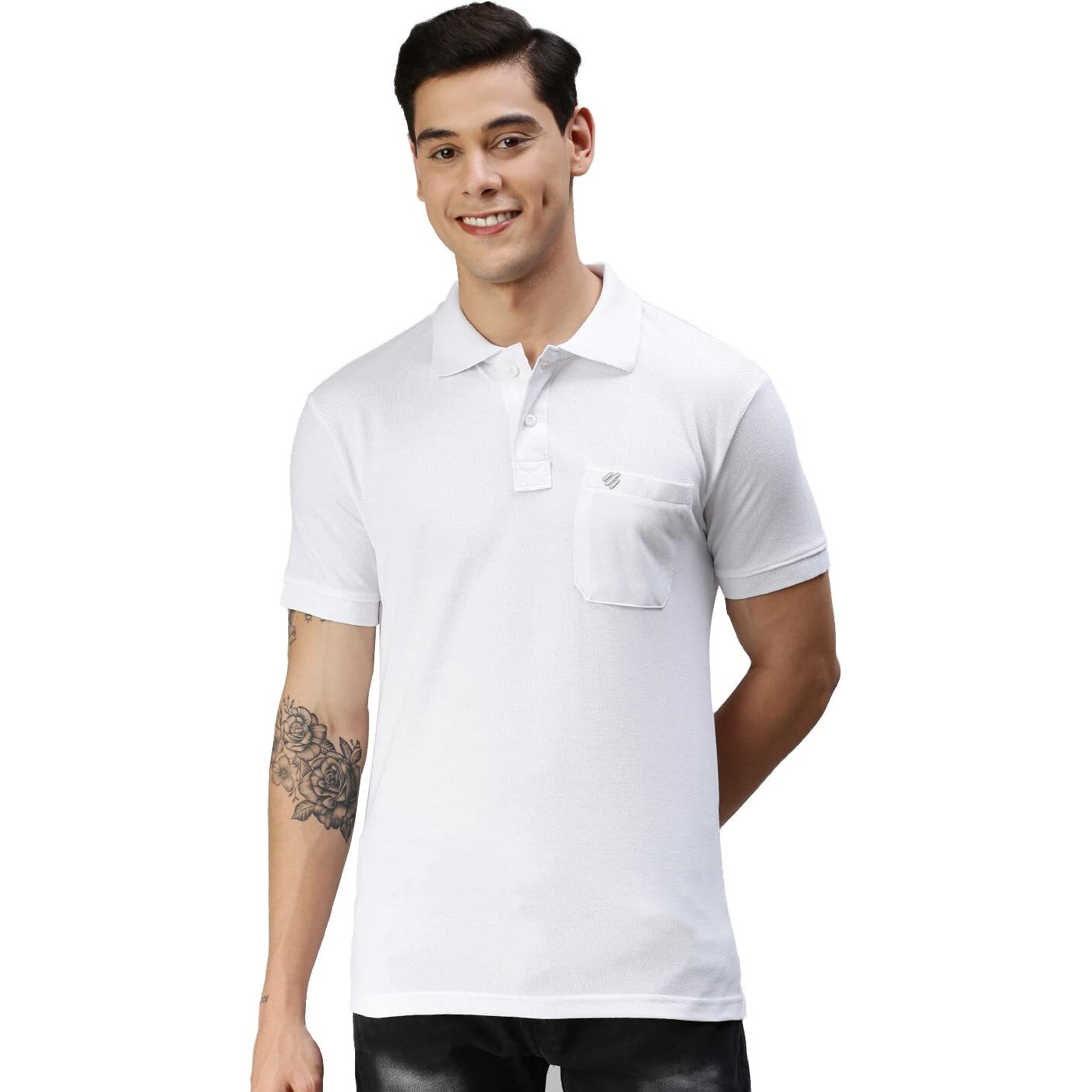 ONN Men's White Half Sleeves Polo Collar T-Shirt with Pocket(Size  X-Small)