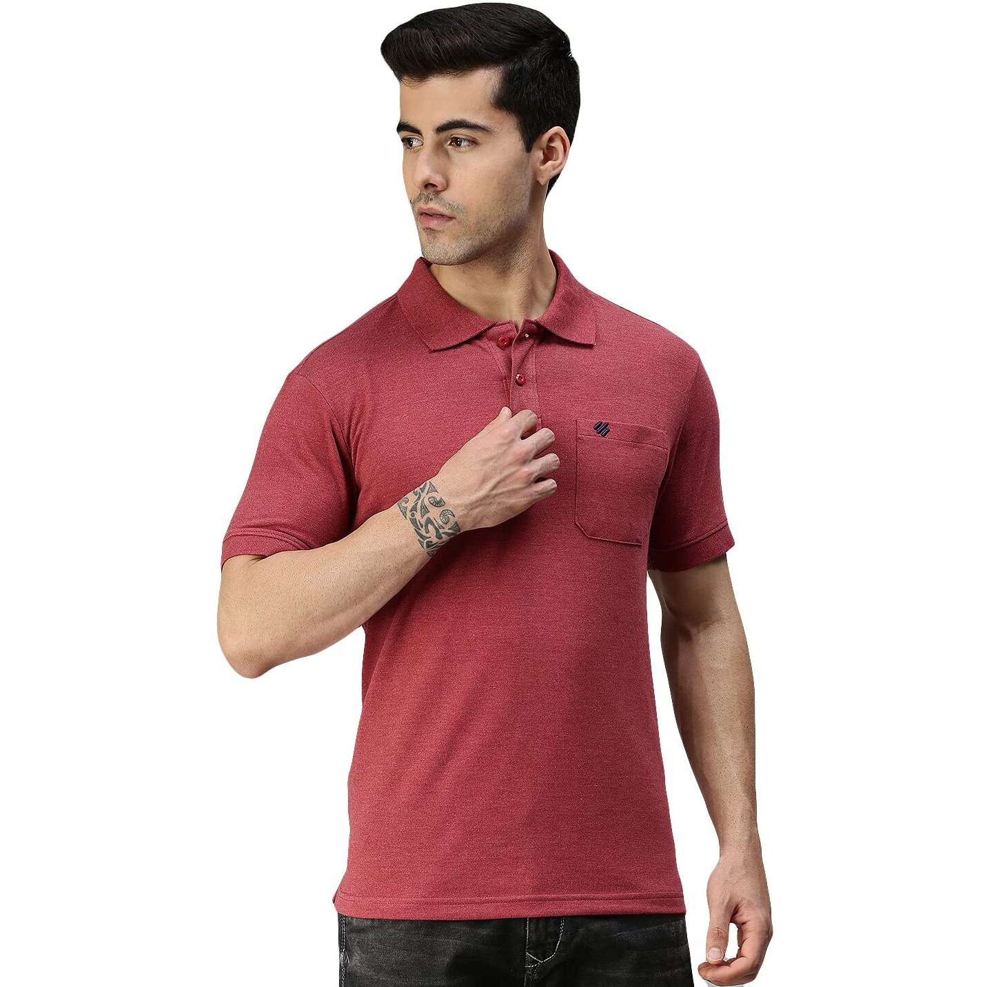 ONN Men's Wine Half Sleeves Polo Collar T-Shirt with Pocket(Size  4X-Large)