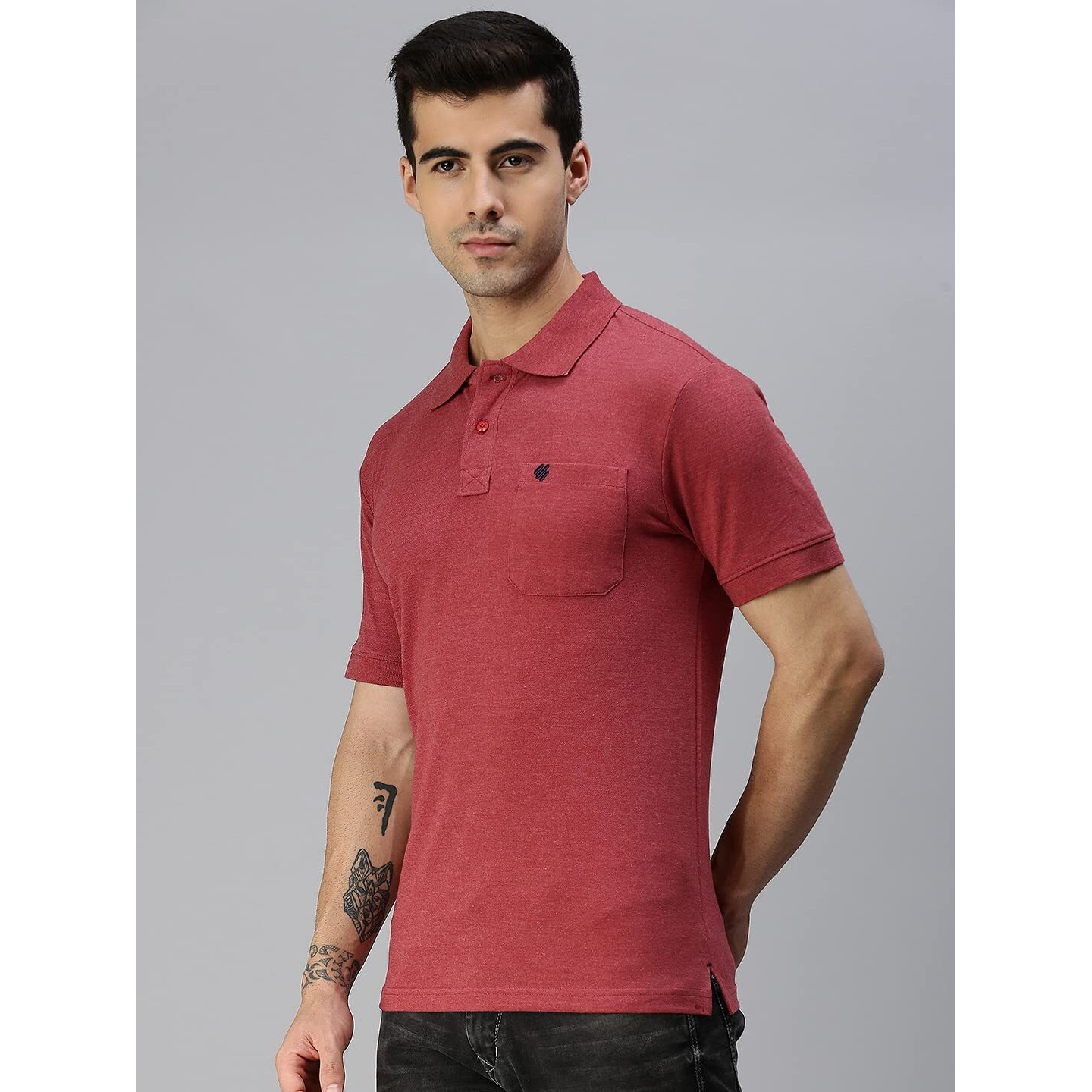ONN Men's Wine Half Sleeves Polo Collar T-Shirt with Pocket(Size  4X-Large)