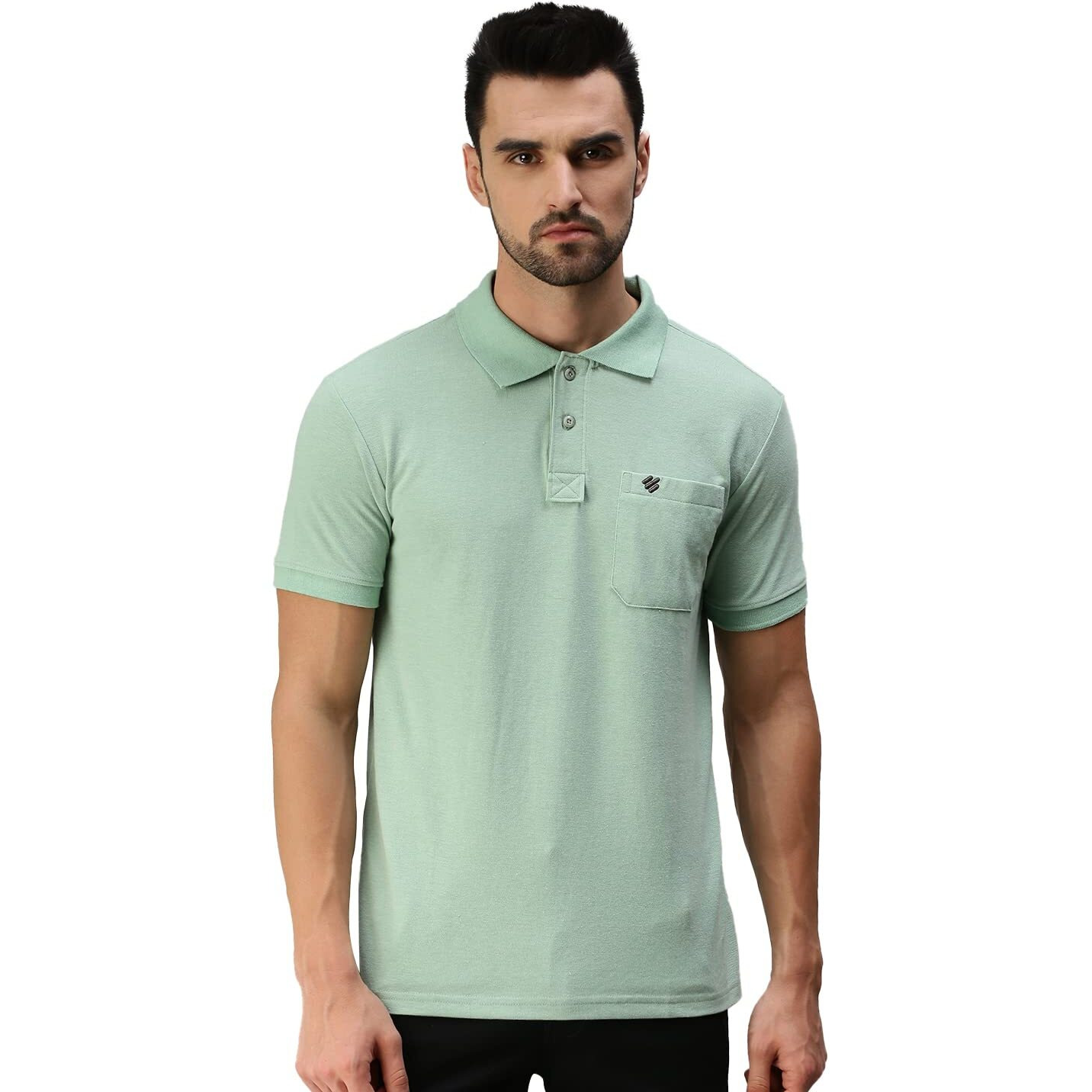 ONN Men's Smoke Green Half Sleeves Polo Collar T-Shirt with Pocket(Size  3X-Large)