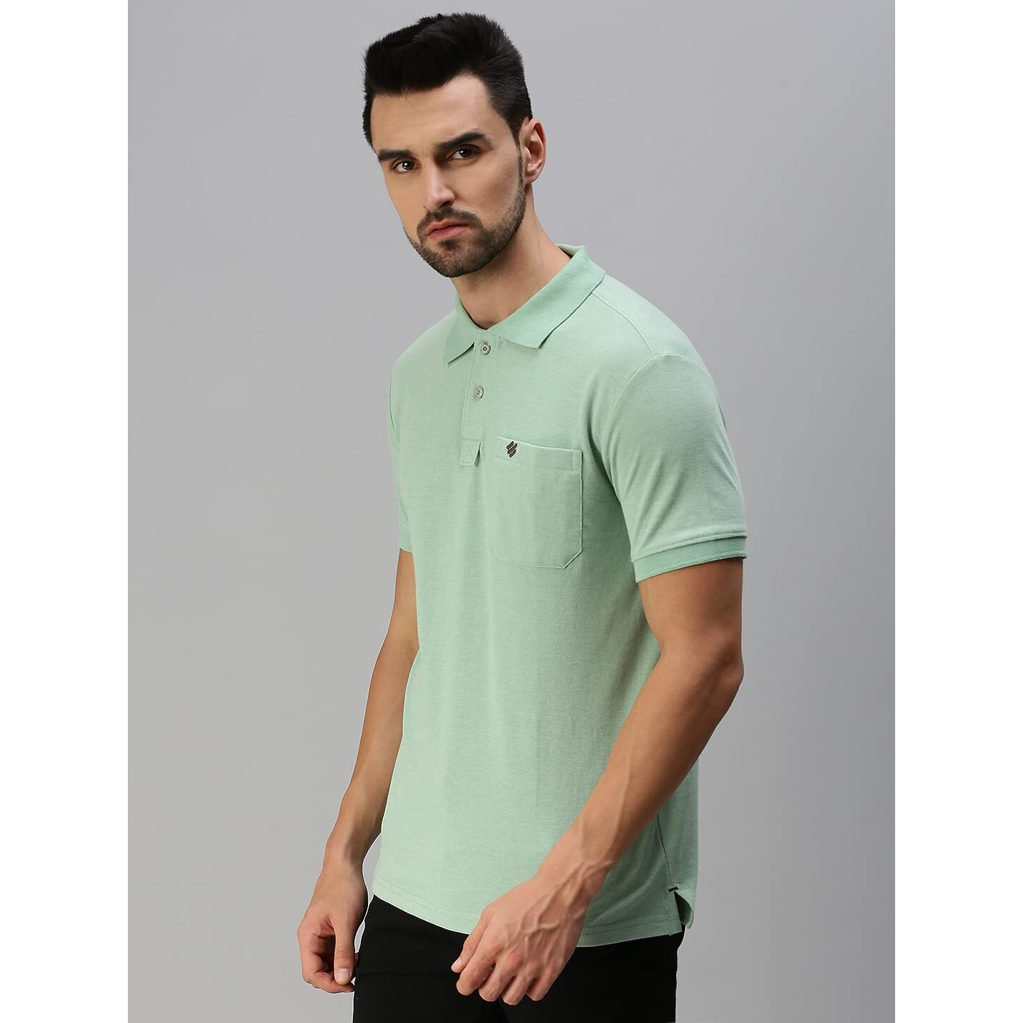 ONN Men's Smoke Green Half Sleeves Polo Collar T-Shirt with Pocket(Size  3X-Large)