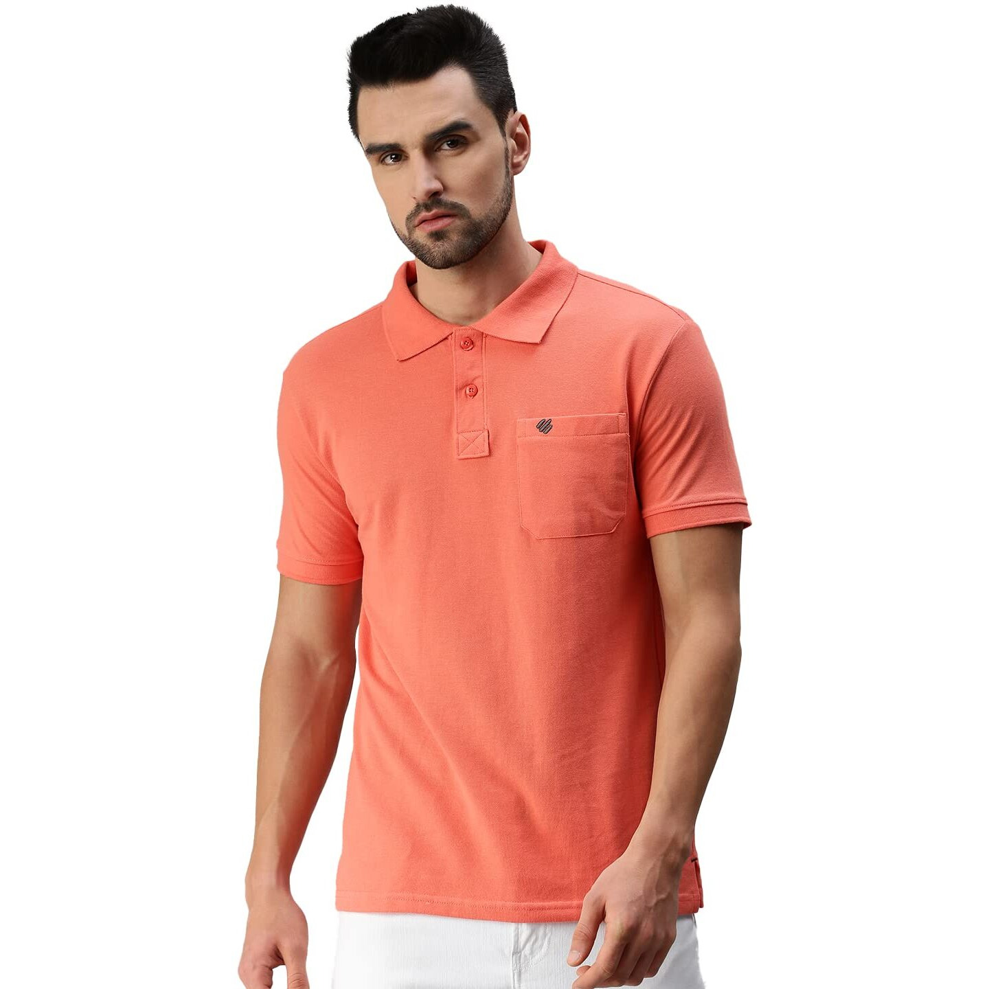 ONN Men's Peach Half Sleeves Polo Collar T-Shirt with Pocket(Size  X-Small)