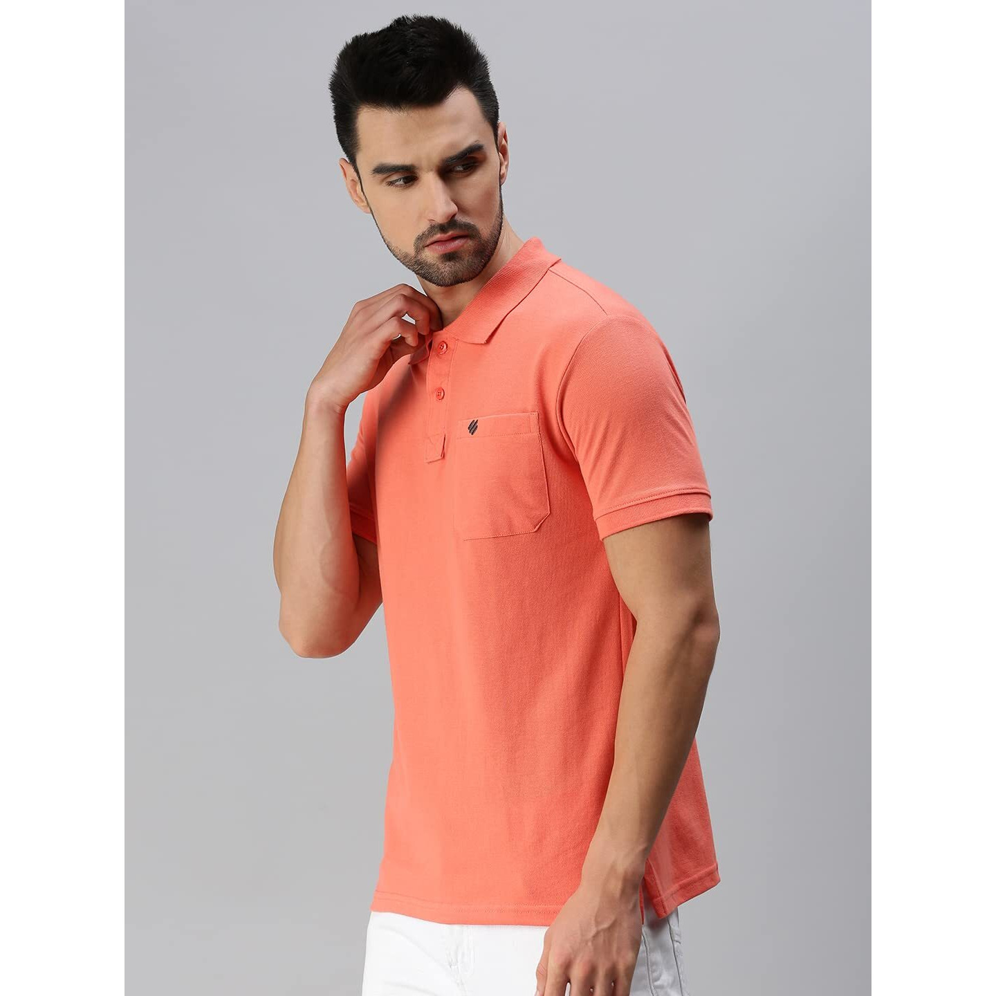 ONN Men's Peach Half Sleeves Polo Collar T-Shirt with Pocket(Size  X-Small)