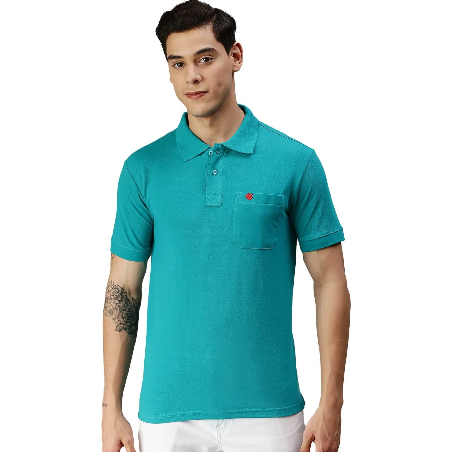 ONN Men's Sea Green Half Sleeves Polo Collar T-Shirt with Pocket(Size  4X-Large)