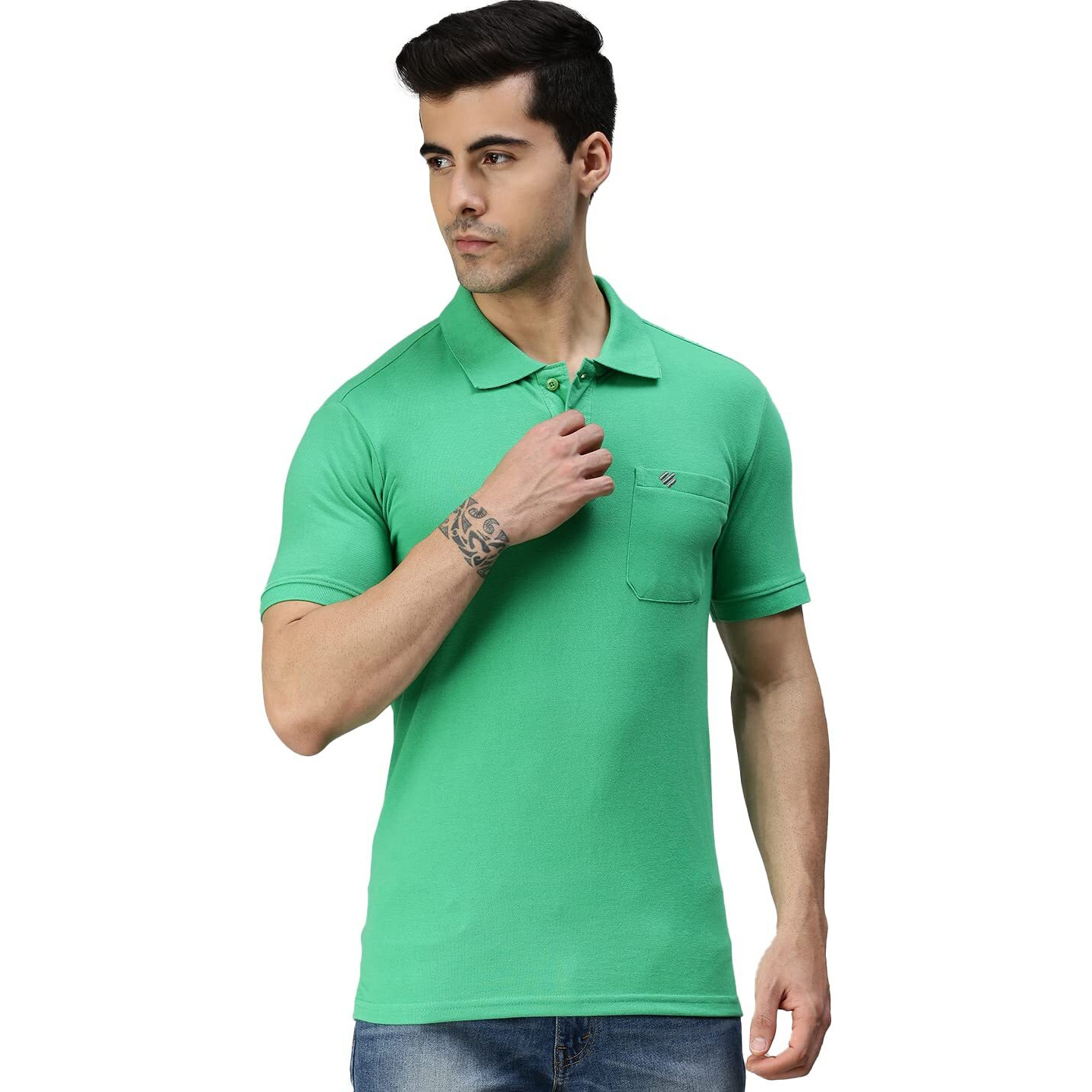 ONN Men's Grass Green Half Sleeves Polo Collar T-Shirt with Pocket(Size  XX-Large)