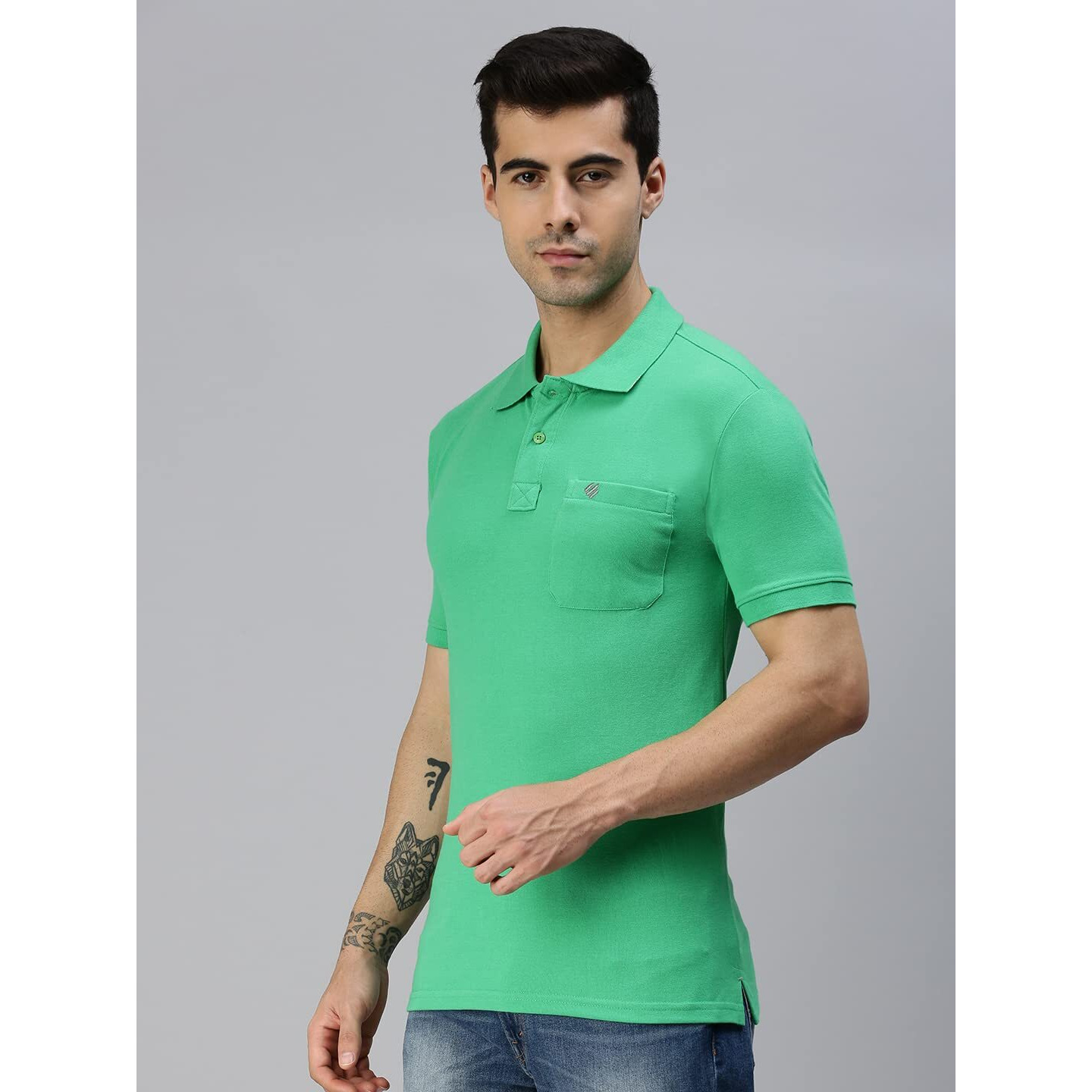 ONN Men's Grass Green Half Sleeves Polo Collar T-Shirt with Pocket(Size  XX-Large)